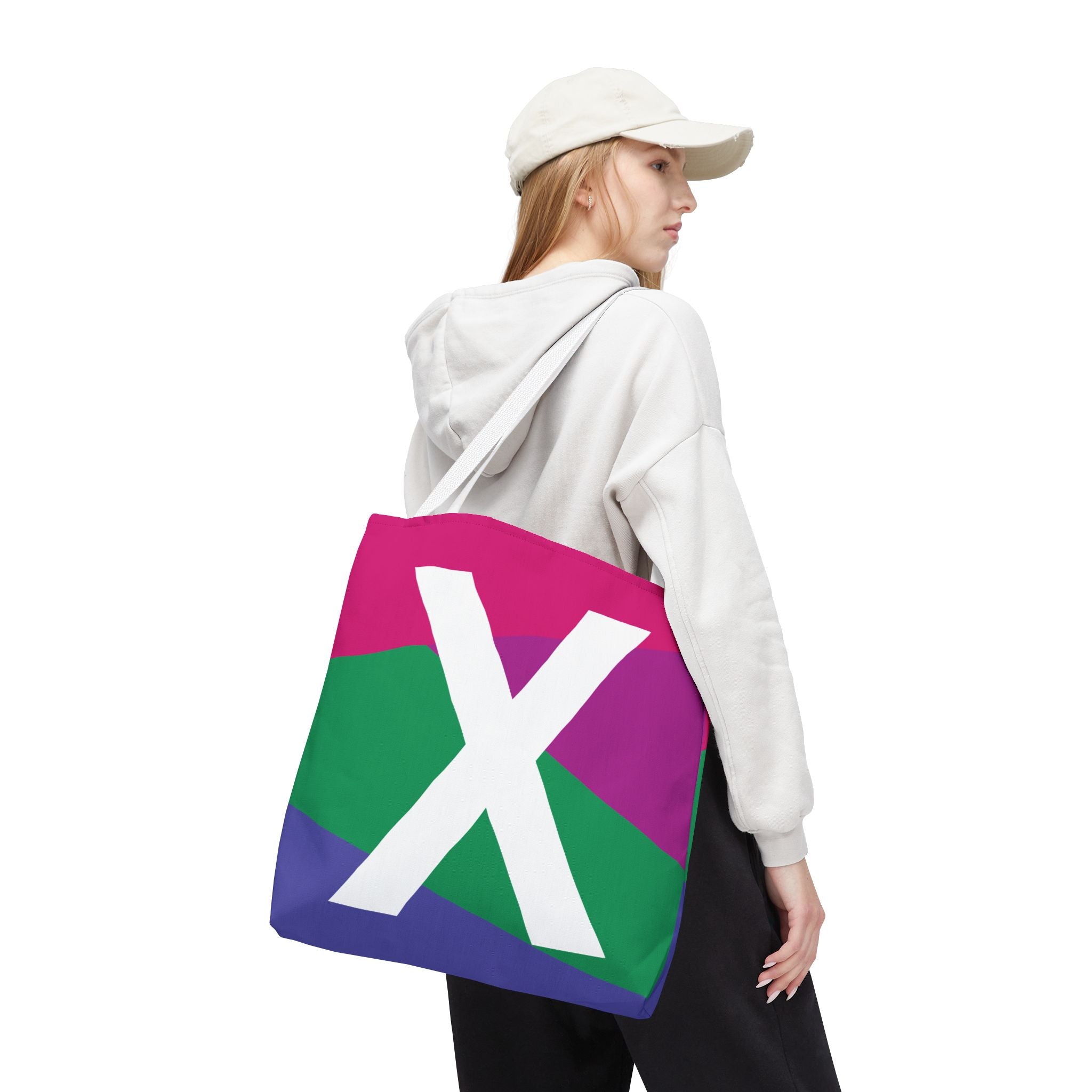 Monogram 'X' Colorblock Tote Bag — Personalized Initial X Shoulder Tote