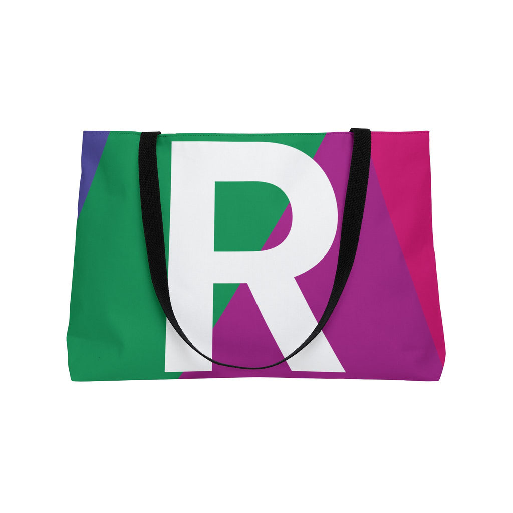Personalized 'R' Colorblock Tote Bag — Monogram Weekender Tote