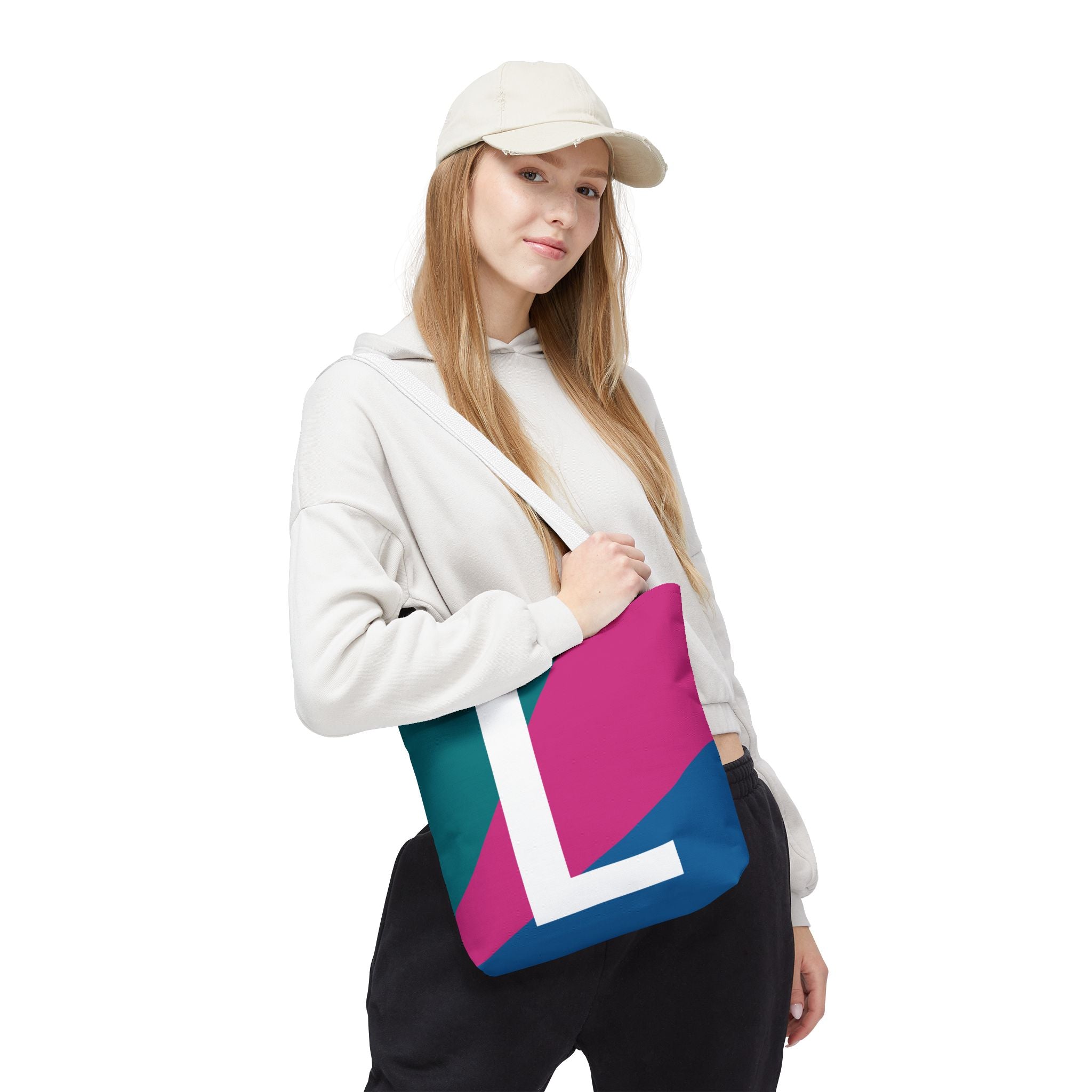 Monogram 'L' Colorblock Tote Bag — Personalized Initial L Shoulder Tote