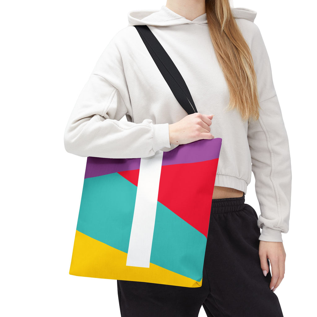 Monogram 'I' Colorblock Tote Bag — Personalized Initial I Shoulder Tote