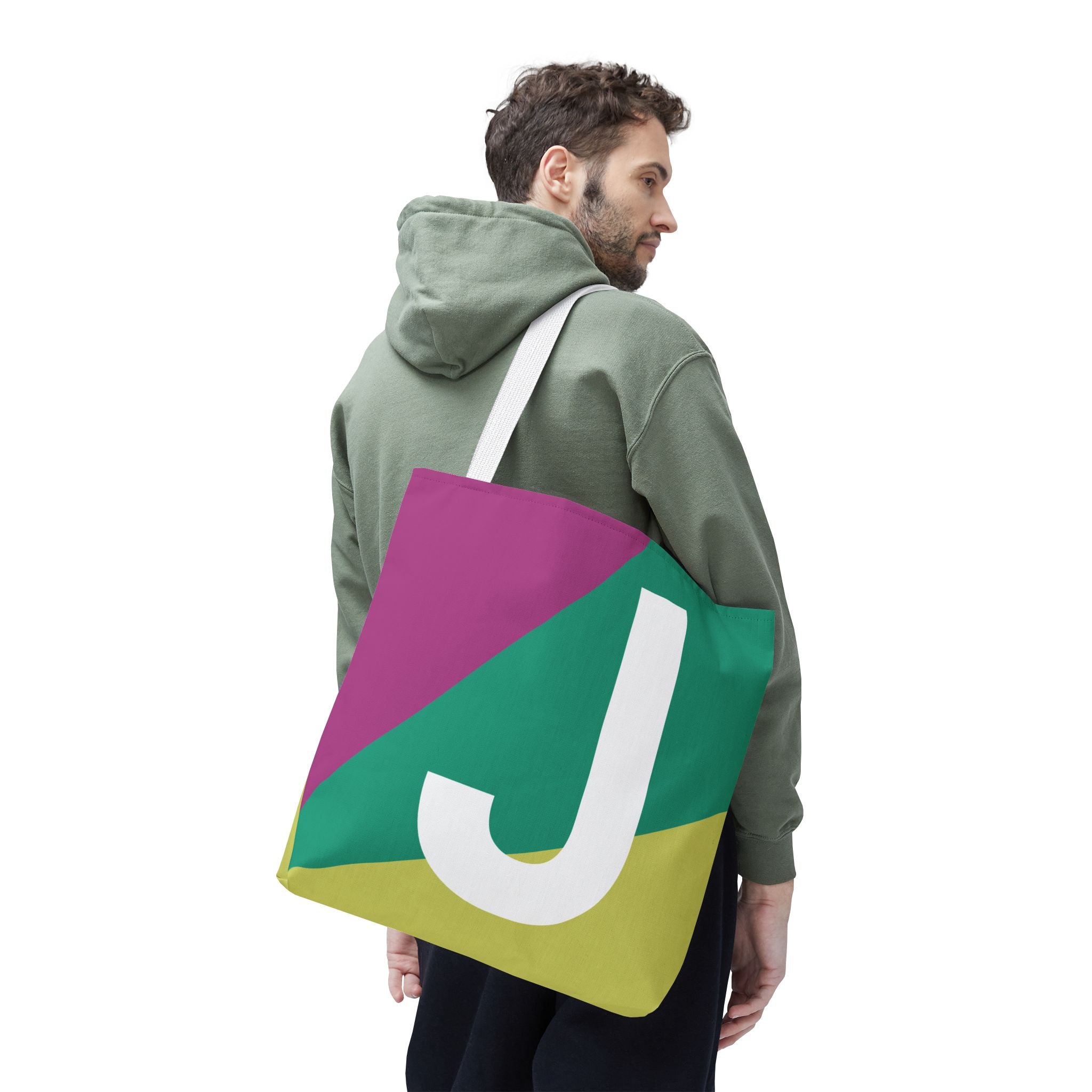 Monogram 'J' Colorblock Tote Bag — Personalized Initial J Shoulder Tote