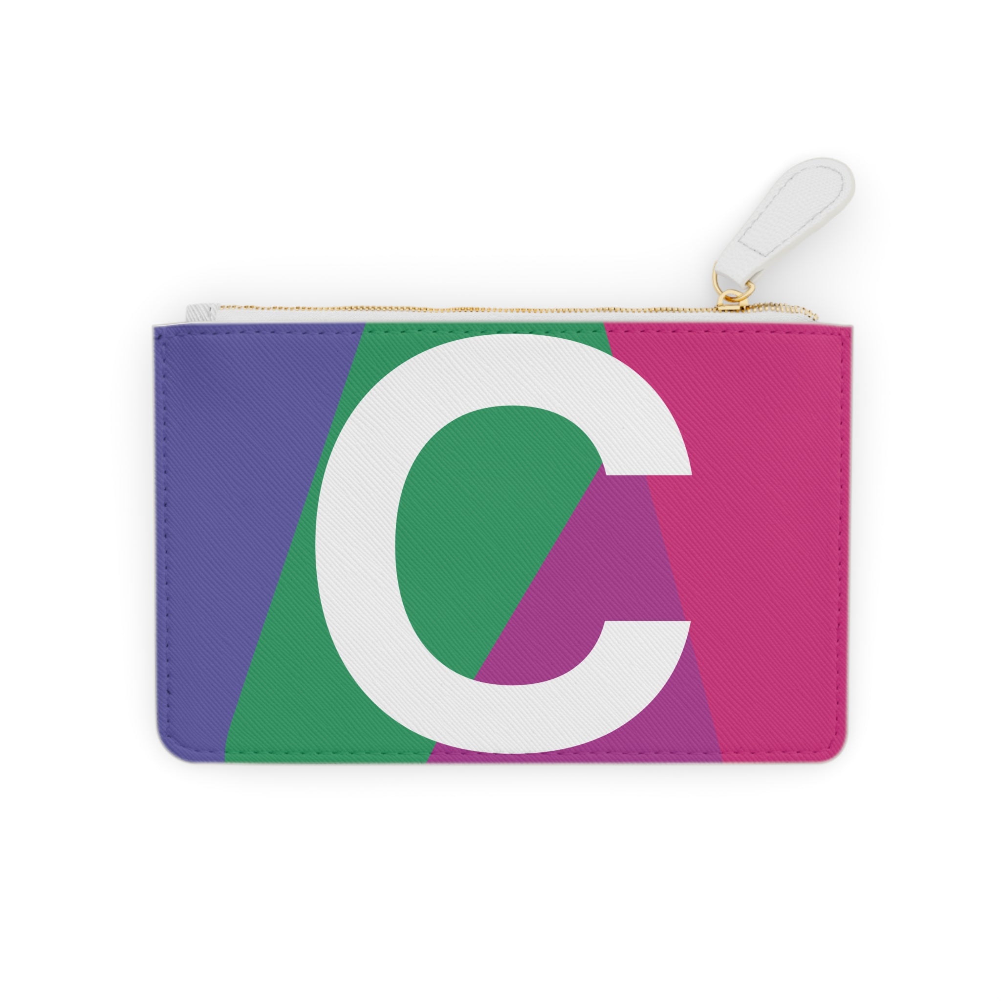 Initial C Mini Clutch — Colorblock Monogram Wristlet Wallet