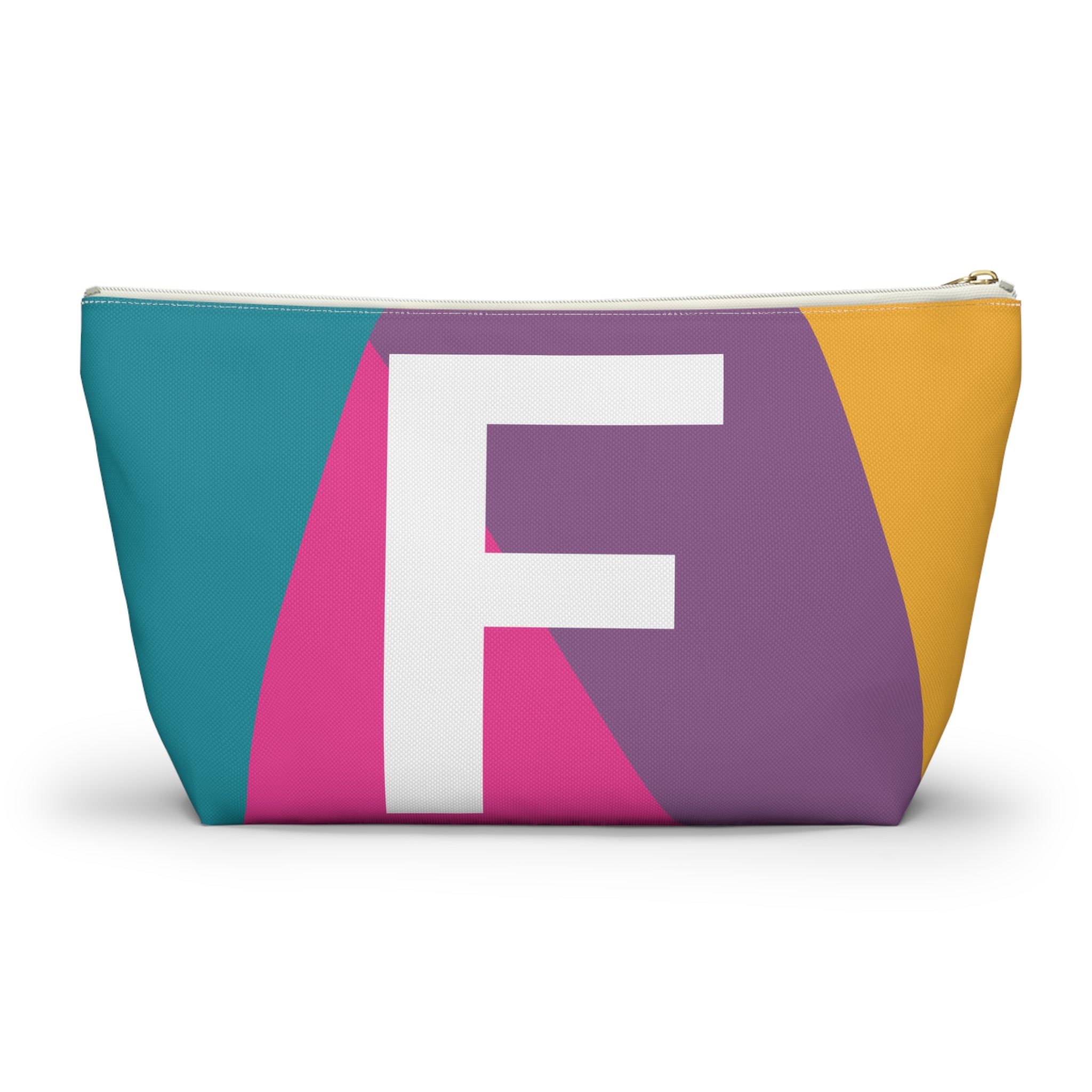Initials Colorblock Accessory Pouch — Monogram F T-Bottom Cosmetic Bag