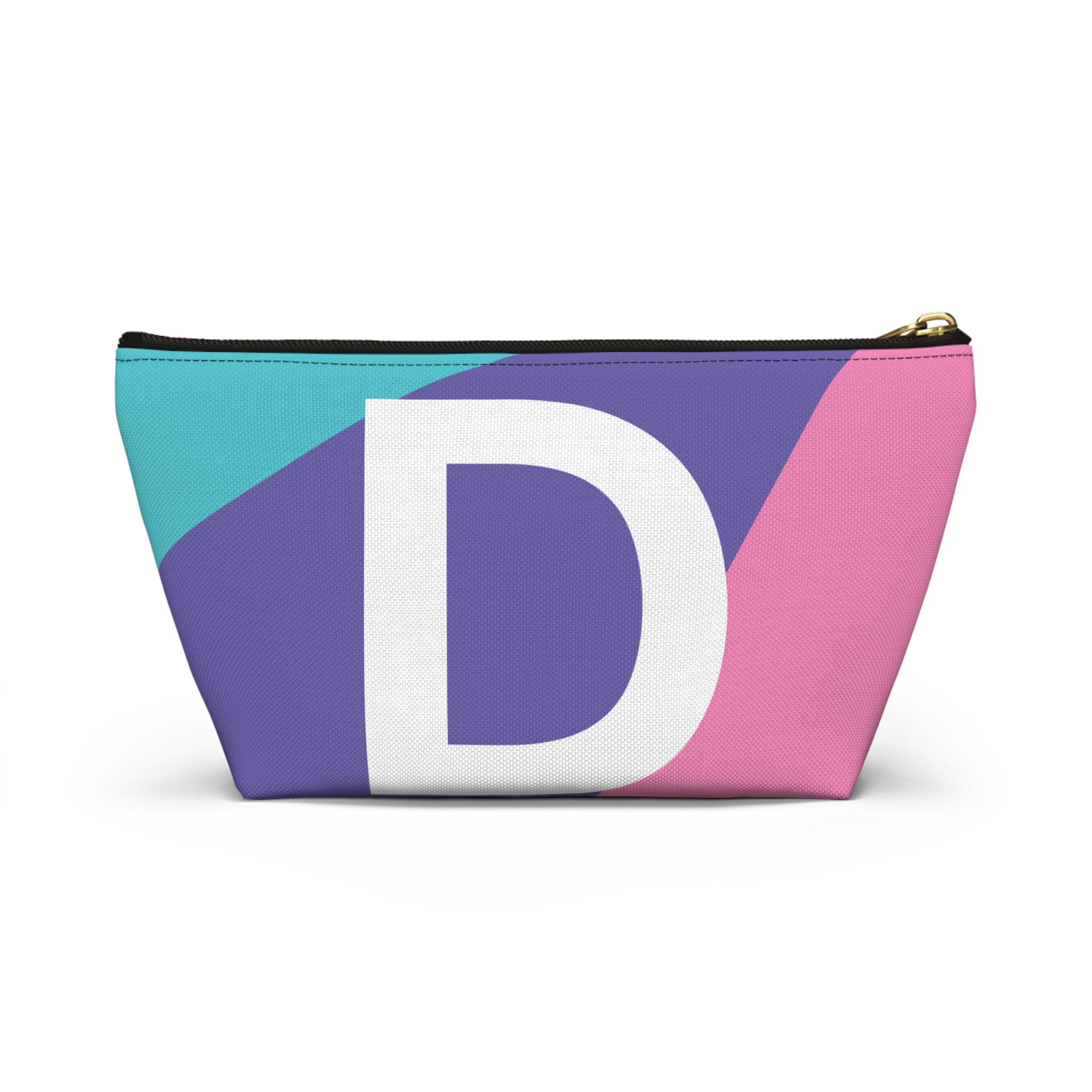 Initials Colorblock Accessory Pouch — Monogram D T-Bottom Cosmetic Bag