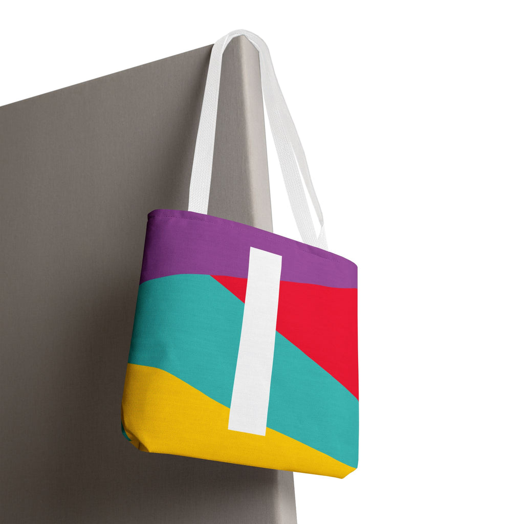 Monogram 'I' Colorblock Tote Bag — Personalized Initial I Shoulder Tote