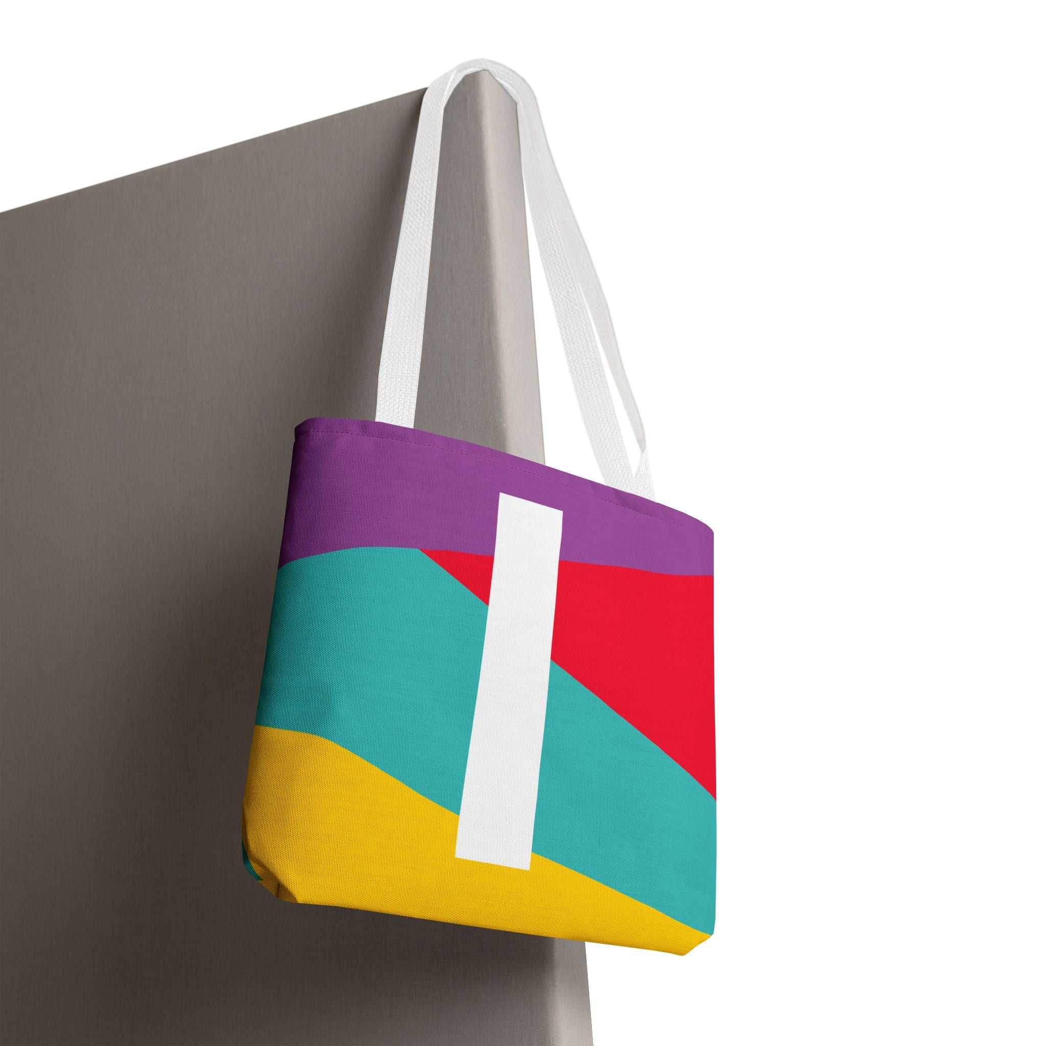 Monogram 'I' Colorblock Tote Bag — Personalized Initial I Shoulder Tote