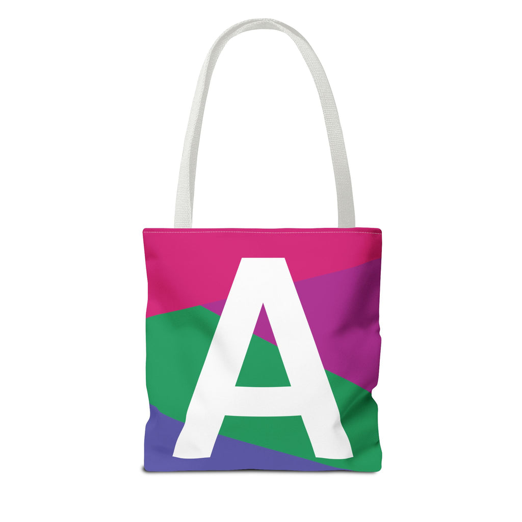 Monogram 'A' Colorblock Tote Bag — Personalized Initial A Shoulder Tote