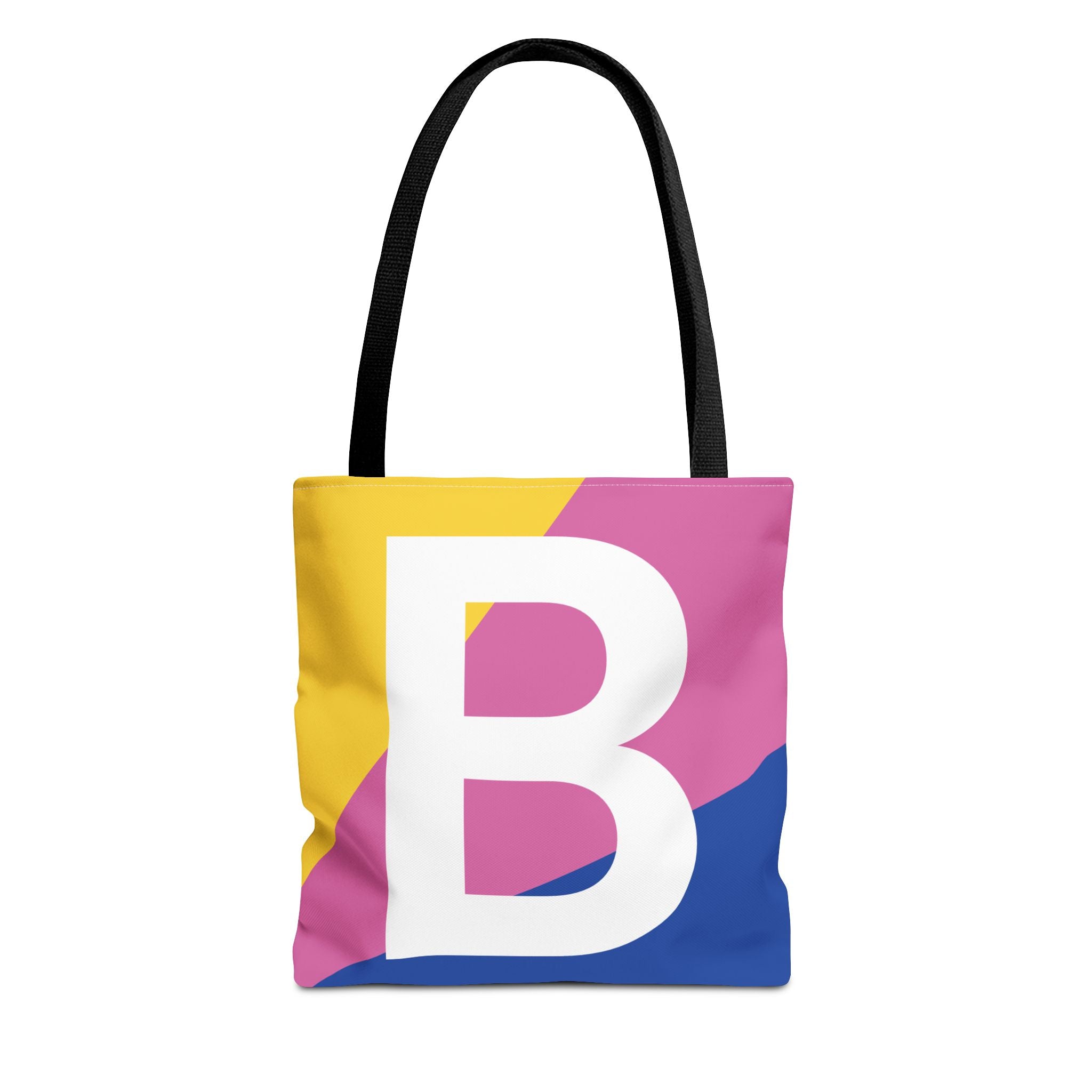 Monogram 'B' Colorblock Tote Bag — Personalized Initial B Shoulder Tote