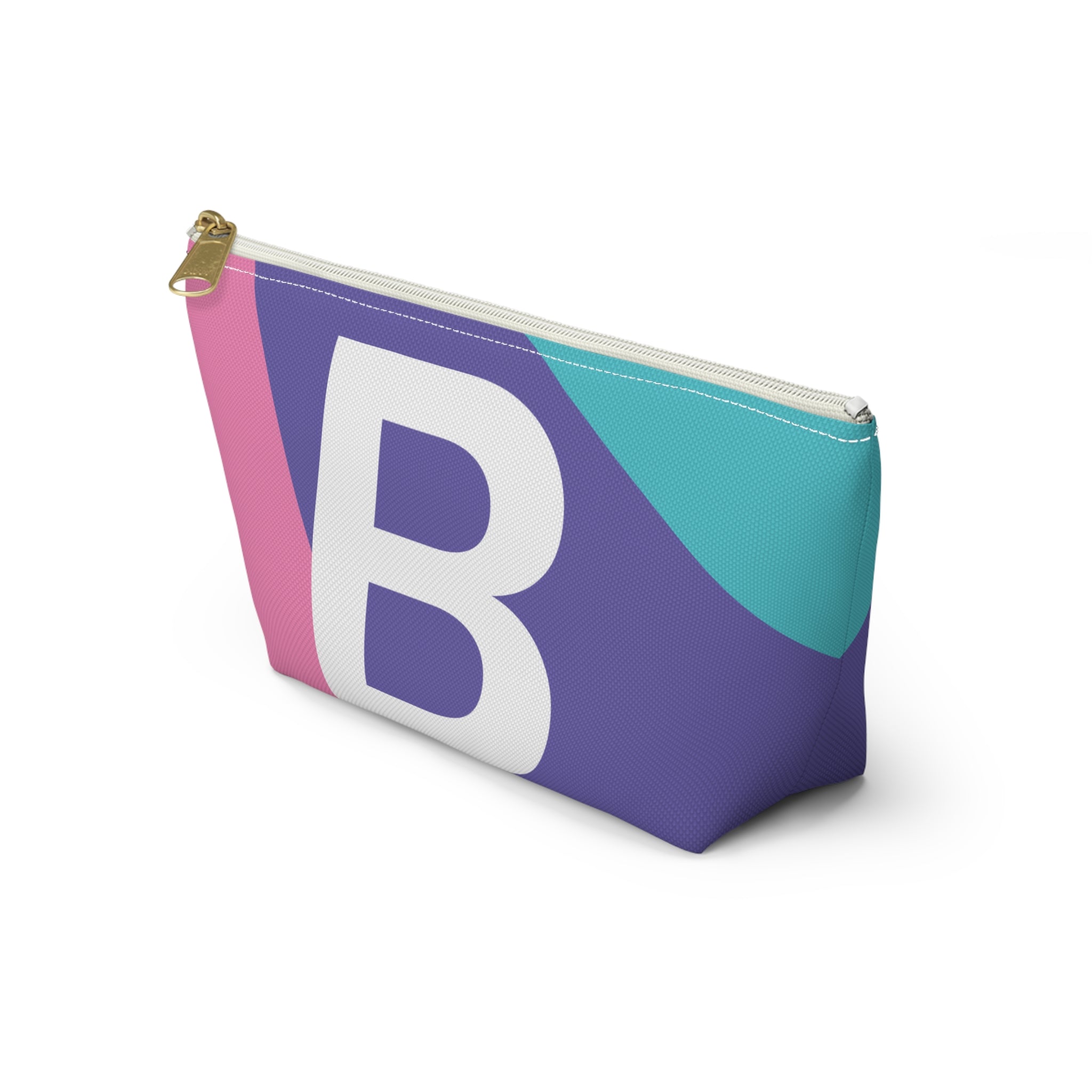 Initials Colorblock Accessory Pouch — Monogram B T-Bottom Cosmetic Bag