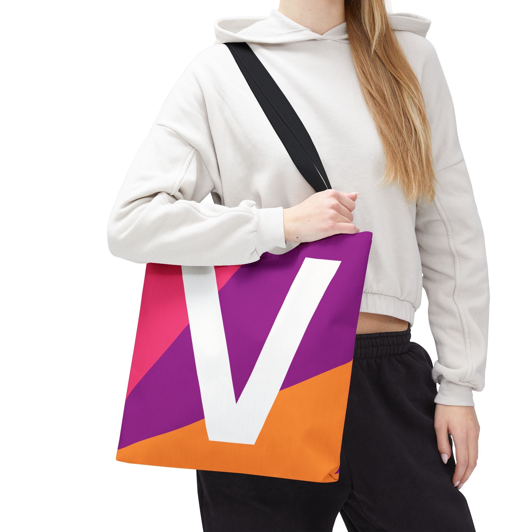 Monogram 'V' Colorblock Tote Bag — Personalized Initial V Shoulder Tote