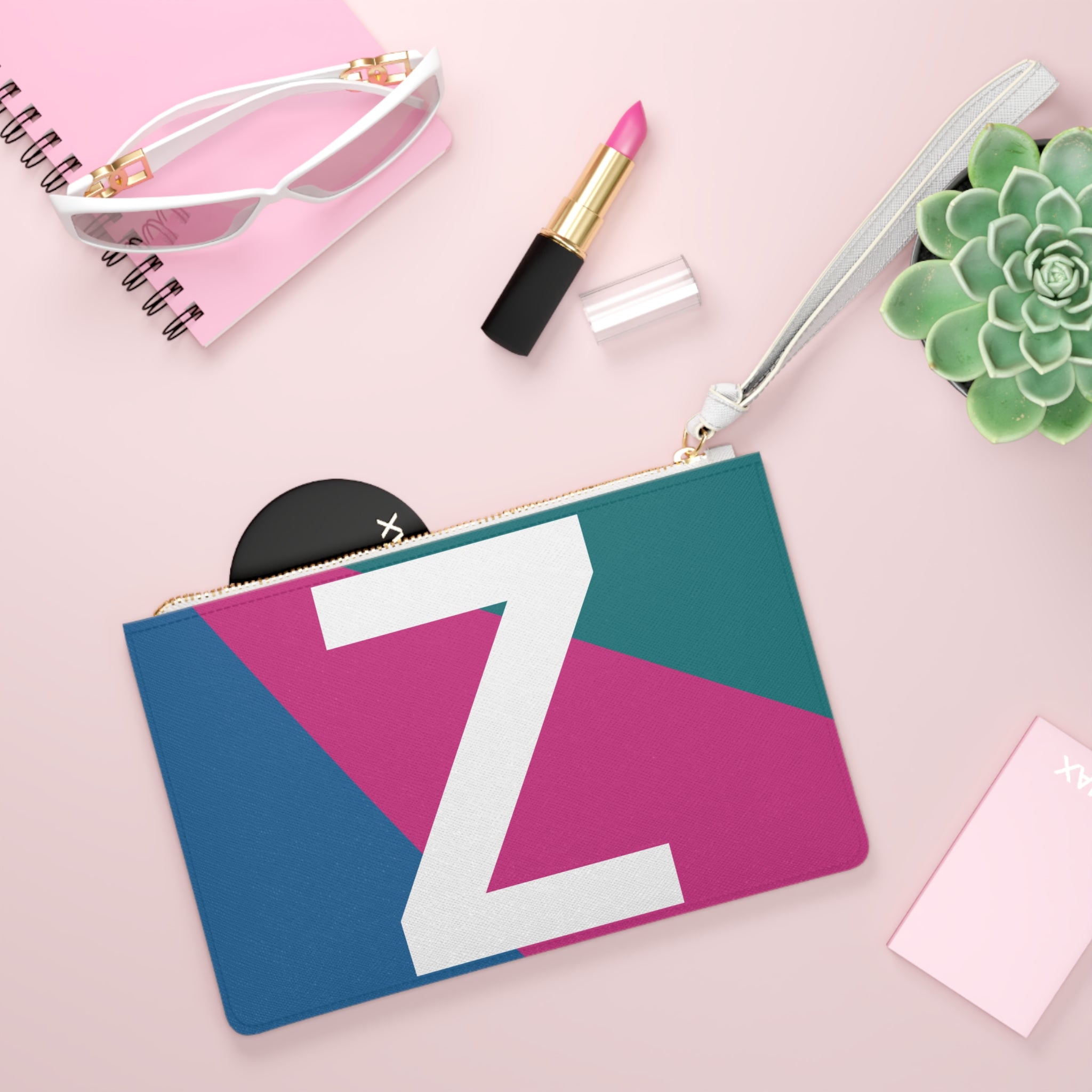Monogram 'Z' Colorblock Clutch Bag — Bold Geometric Wristlet for Everyday & Gifts