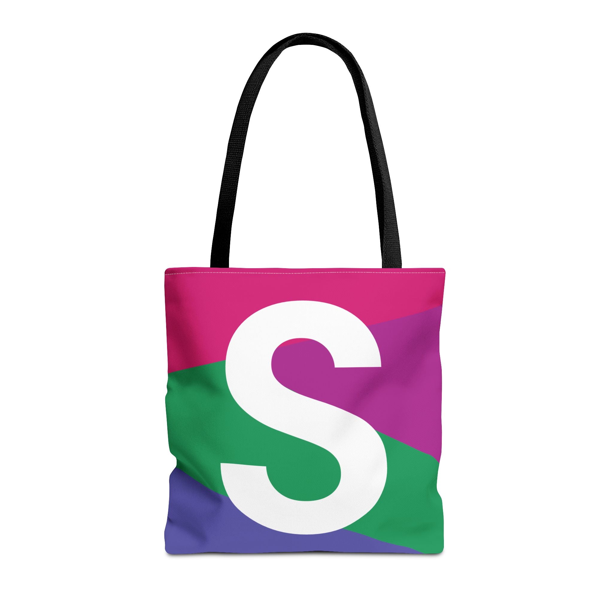 Monogram 'S' Colorblock Tote Bag — Personalized Initial S Shoulder Tote