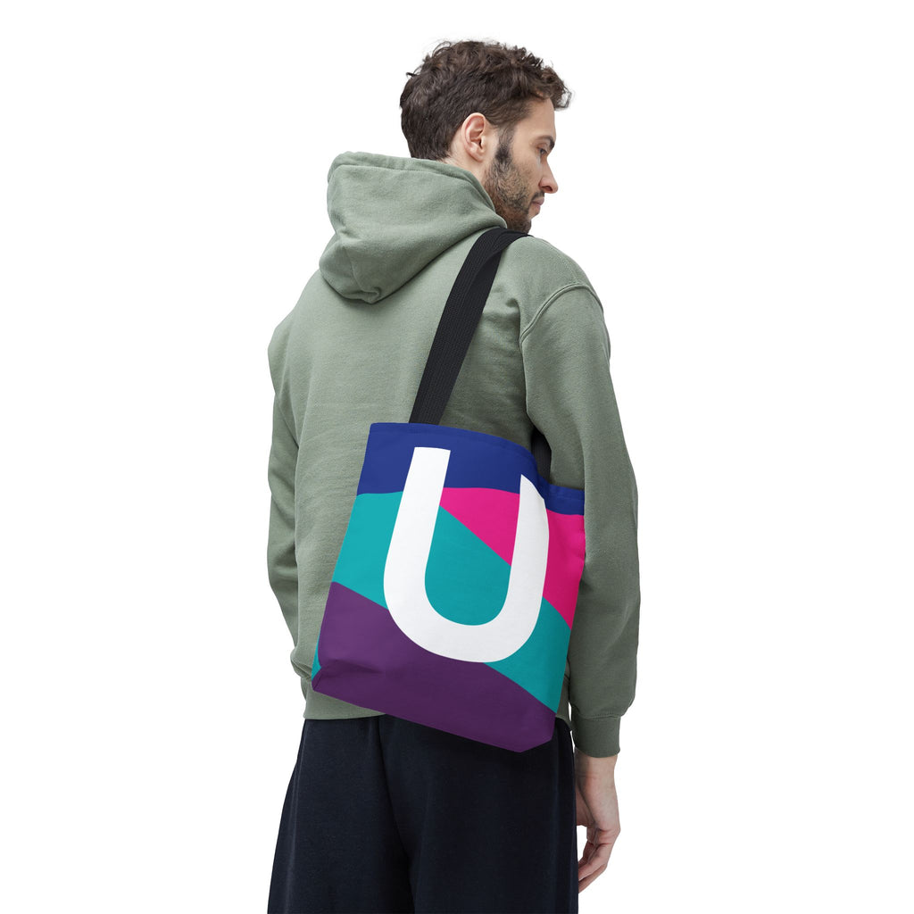 Monogram 'U' Colorblock Tote Bag — Personalized Initial U Shoulder Tote