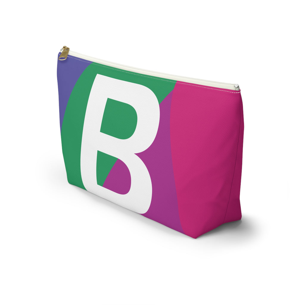 Initials Colorblock Accessory Pouch — Monogram B T-Bottom Cosmetic Bag