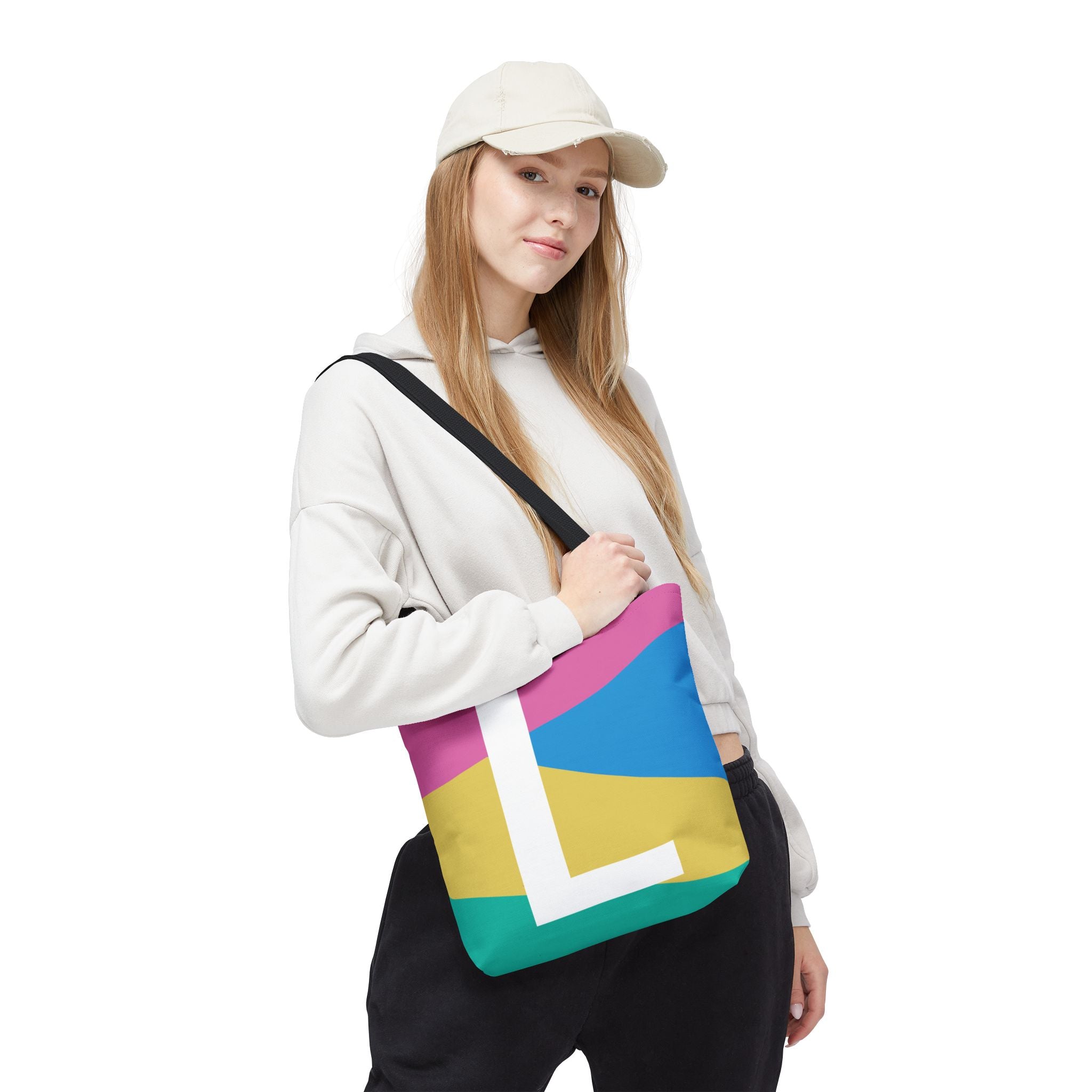 Monogram 'L' Colorblock Tote Bag — Personalized Initial L Shoulder Tote
