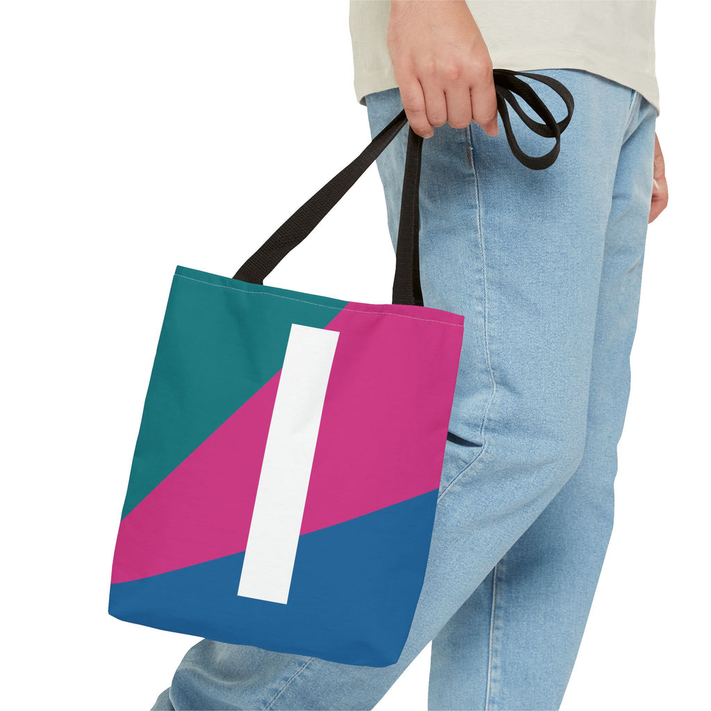 Monogram 'I' Colorblock Tote Bag — Personalized Initial I Shoulder Tote