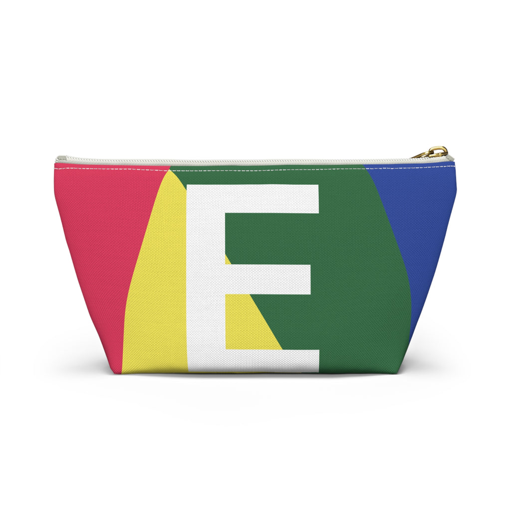 Initials Colorblock Accessory Pouch — Monogram E T-Bottom Cosmetic Bag