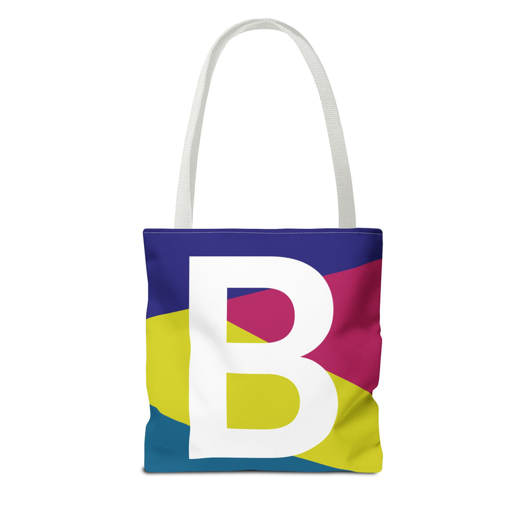 Monogram 'B' Colorblock Tote Bag — Personalized Initial B Shoulder Tote