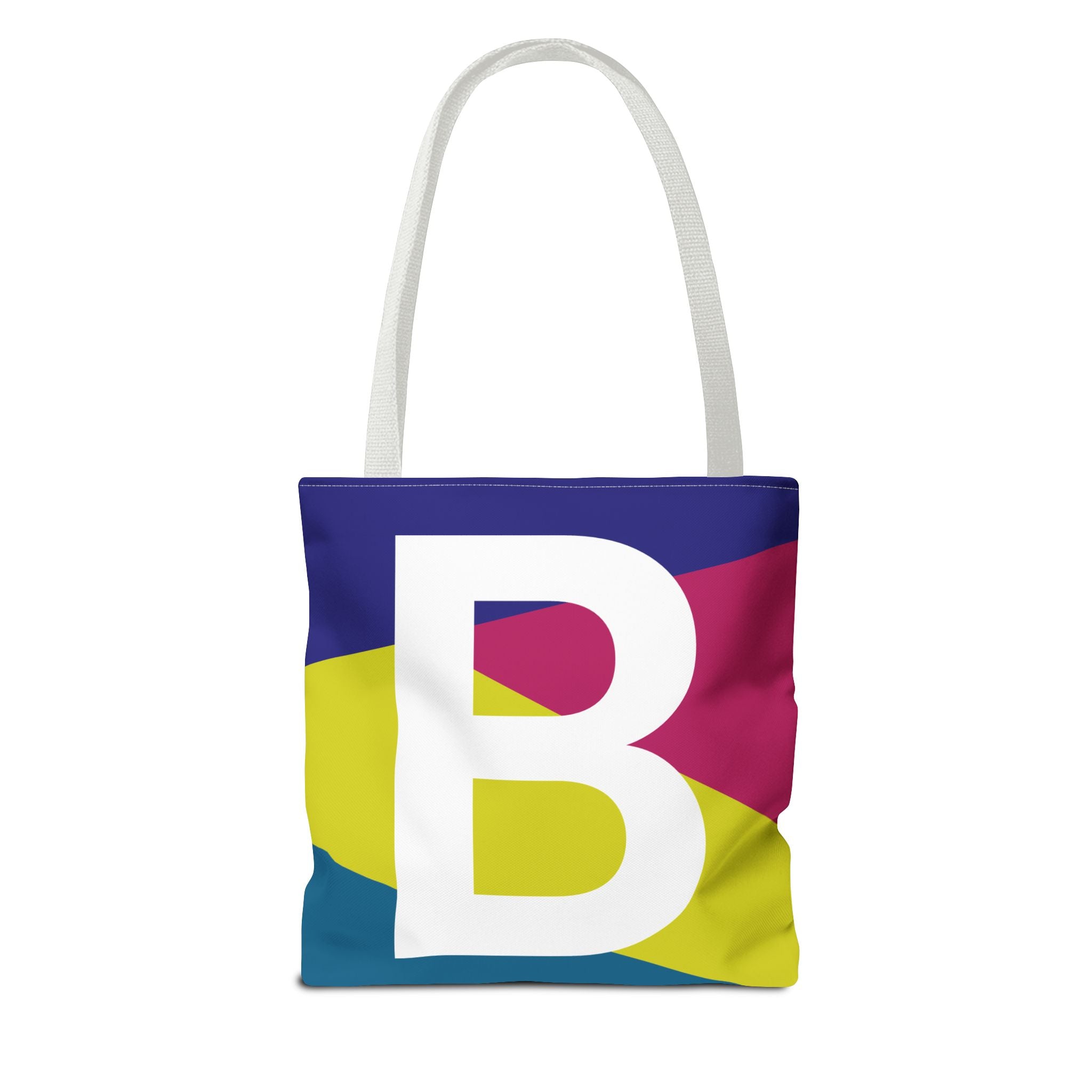 Monogram 'B' Colorblock Tote Bag — Personalized Initial B Shoulder Tote