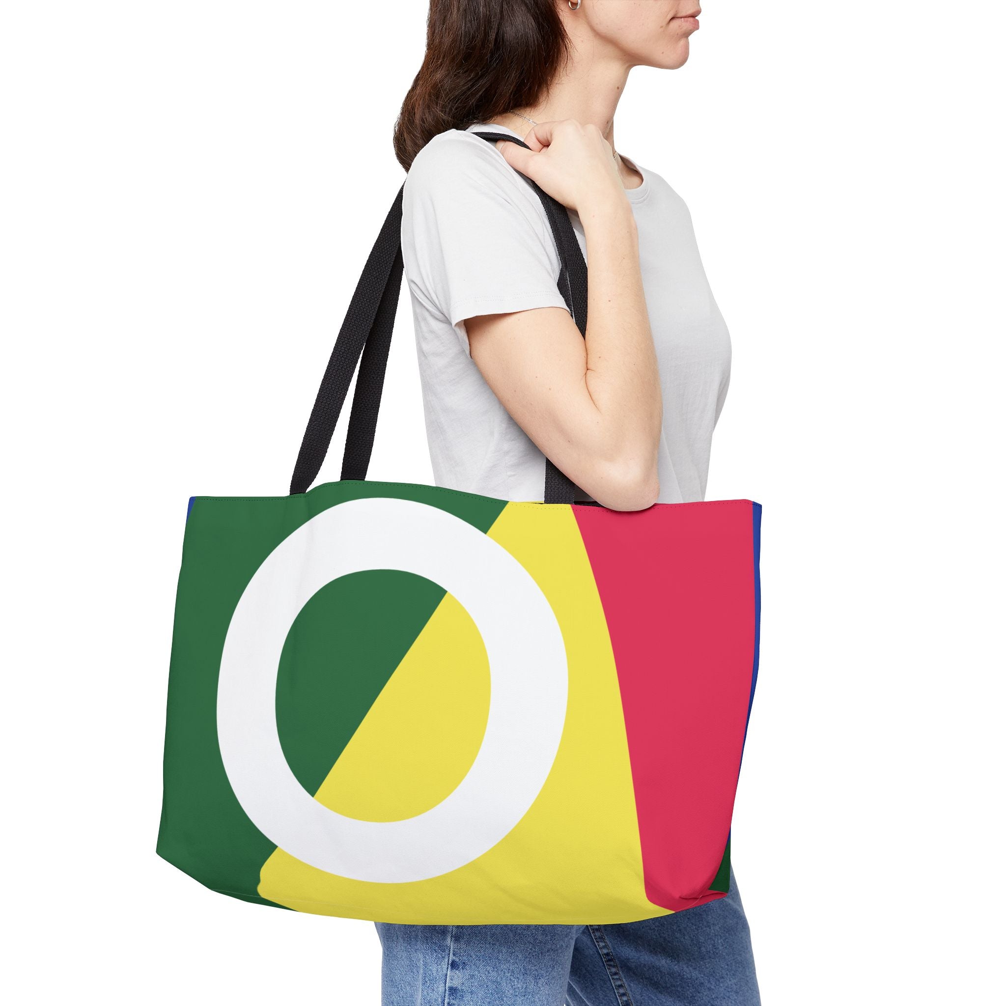 Personalized 'O' Colorblock Tote Bag — Monogram Weekender Tote