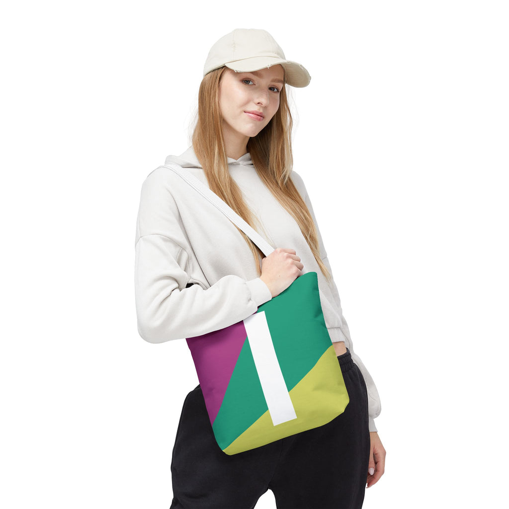 Monogram 'I' Colorblock Tote Bag — Personalized Initial I Shoulder Tote