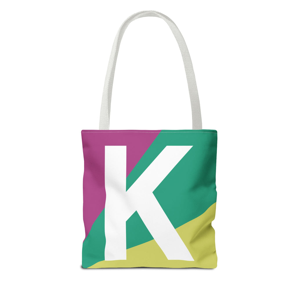 Monogram 'K' Colorblock Tote Bag — Personalized Initial K Shoulder Tote