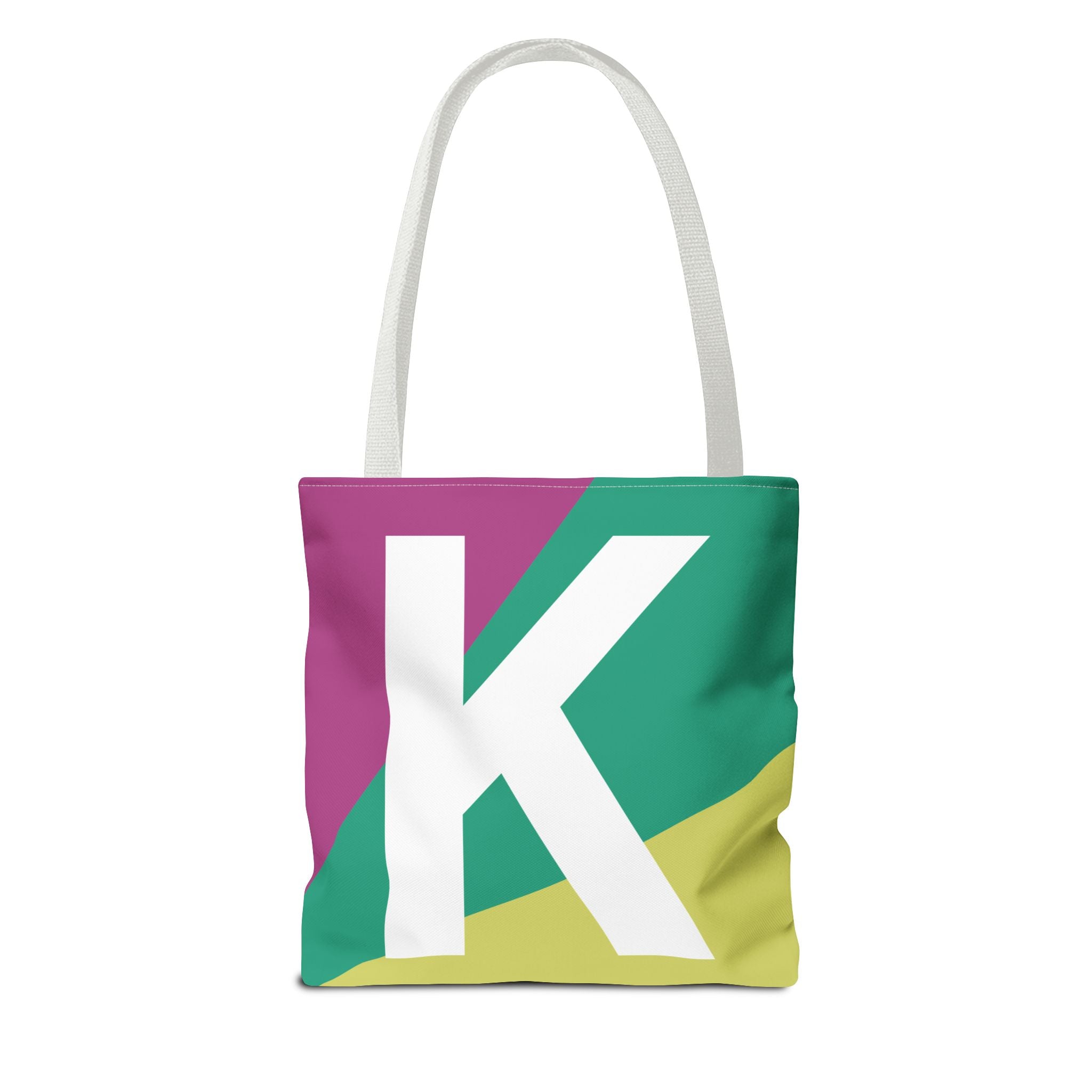 Monogram 'K' Colorblock Tote Bag — Personalized Initial K Shoulder Tote
