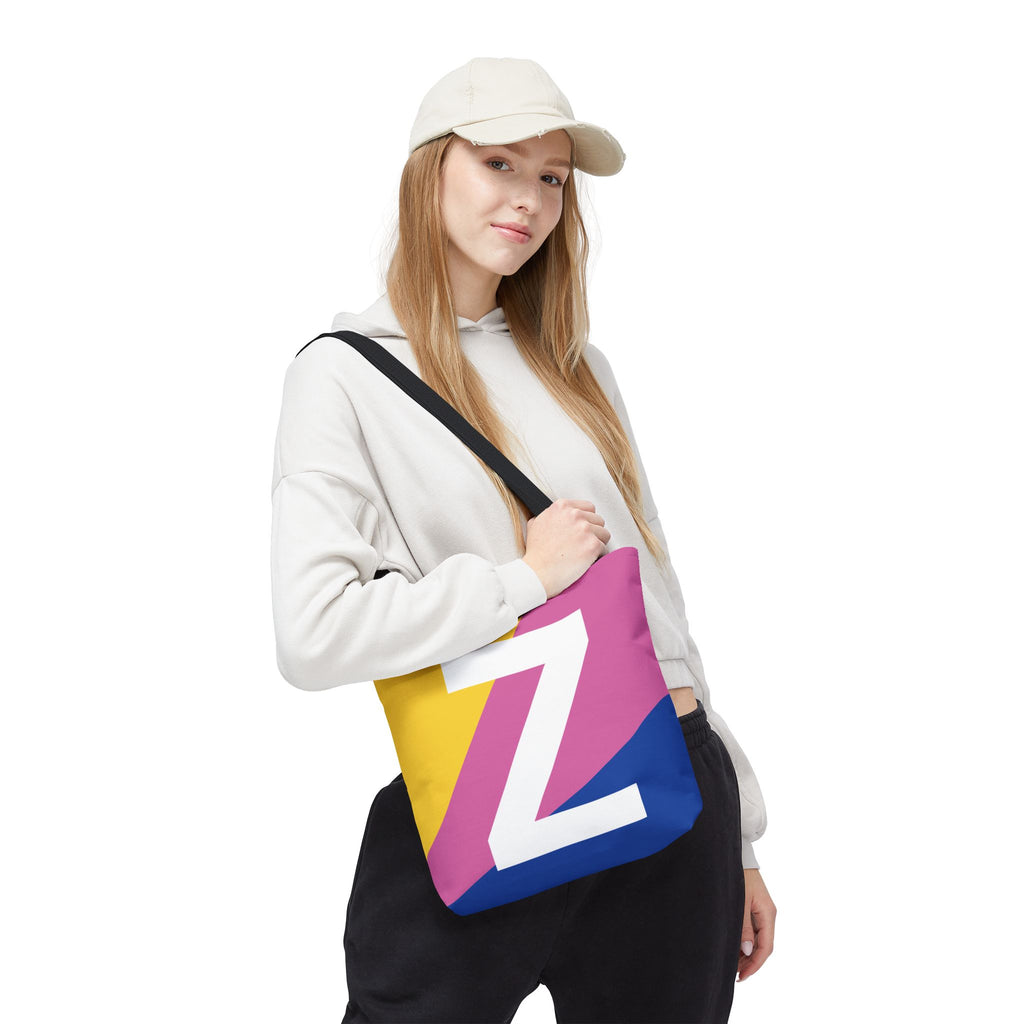 Monogram 'Z' Colorblock Tote Bag — Personalized Initial Z Shoulder Tote