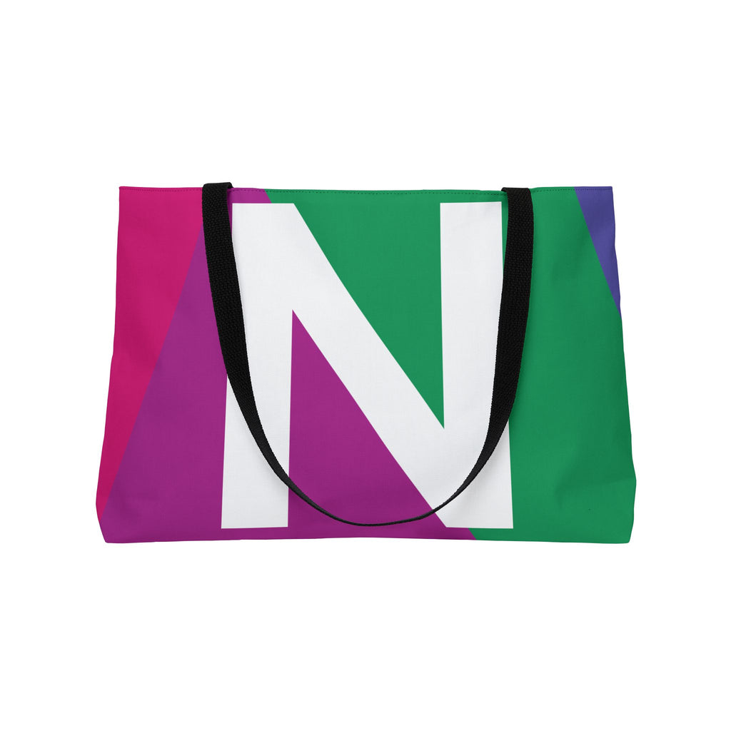 Personalized 'N' Colorblock Tote Bag — Monogram Weekender Tote