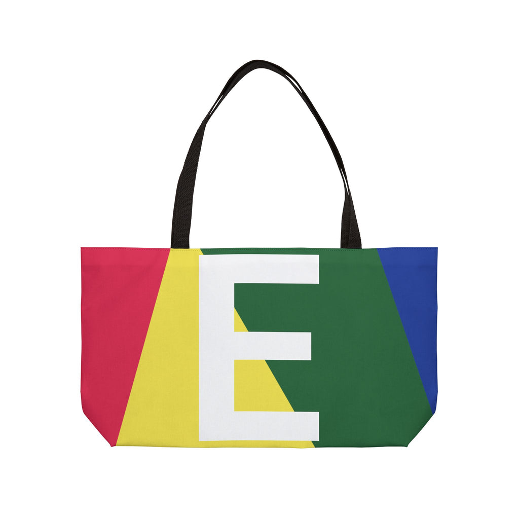 Personalized 'E' Colorblock Tote Bag — Monogram Weekender Tote