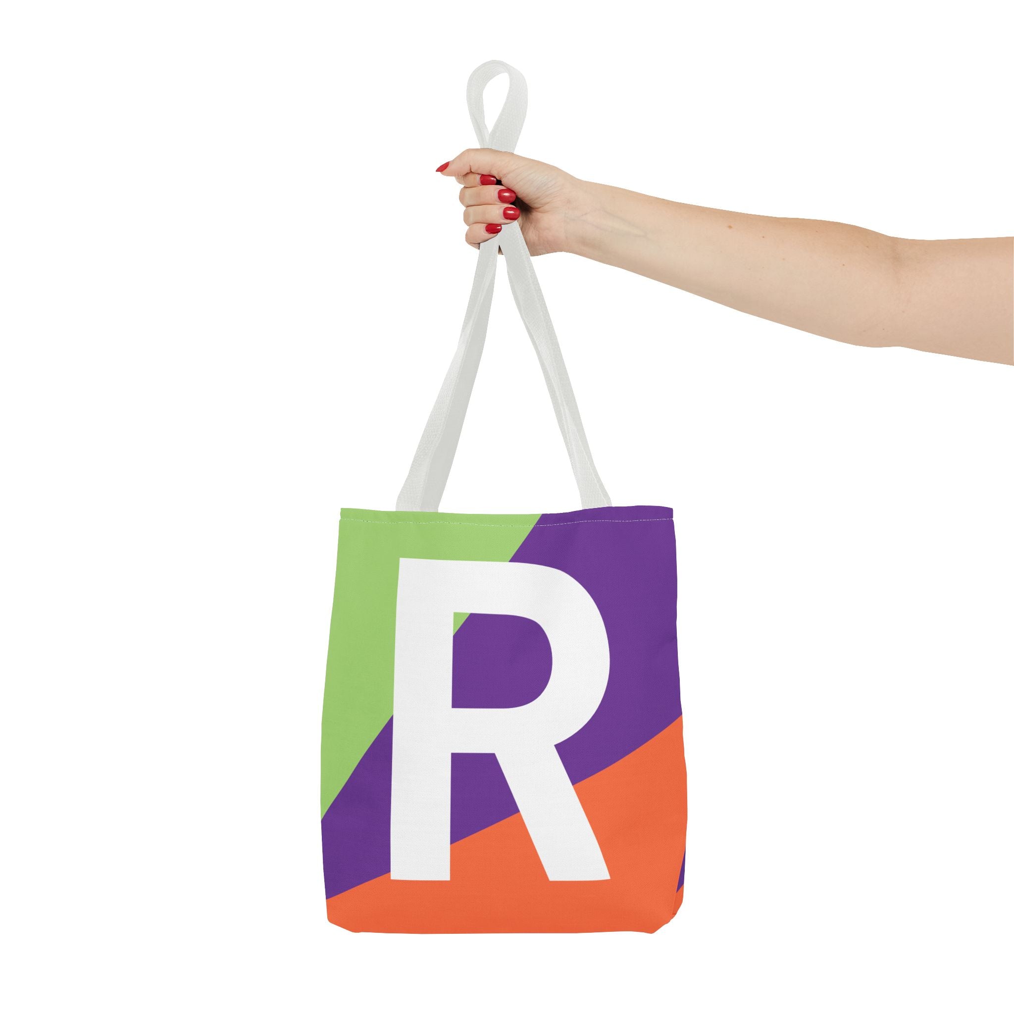 Monogram 'R' Colorblock Tote Bag — Personalized Initial R Shoulder Tote