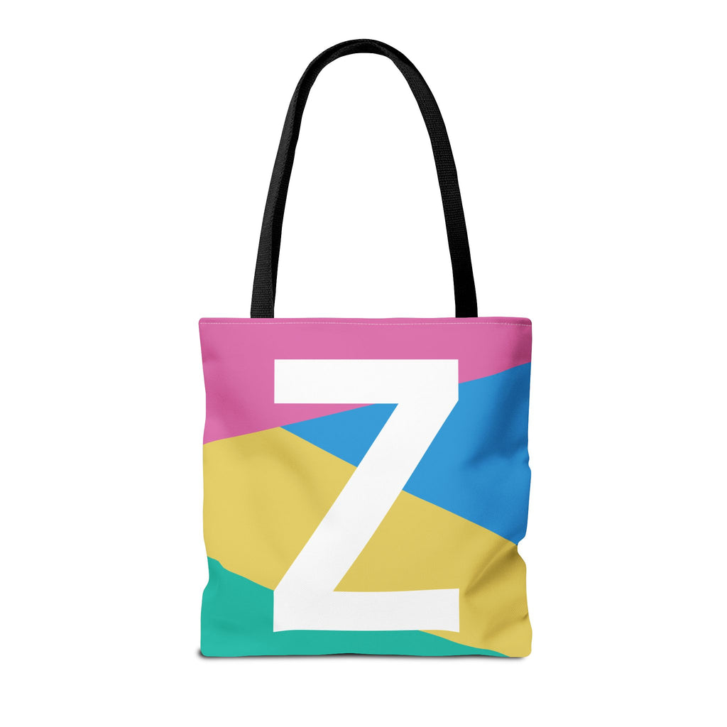 Monogram 'Z' Colorblock Tote Bag — Personalized Initial Z Shoulder Tote