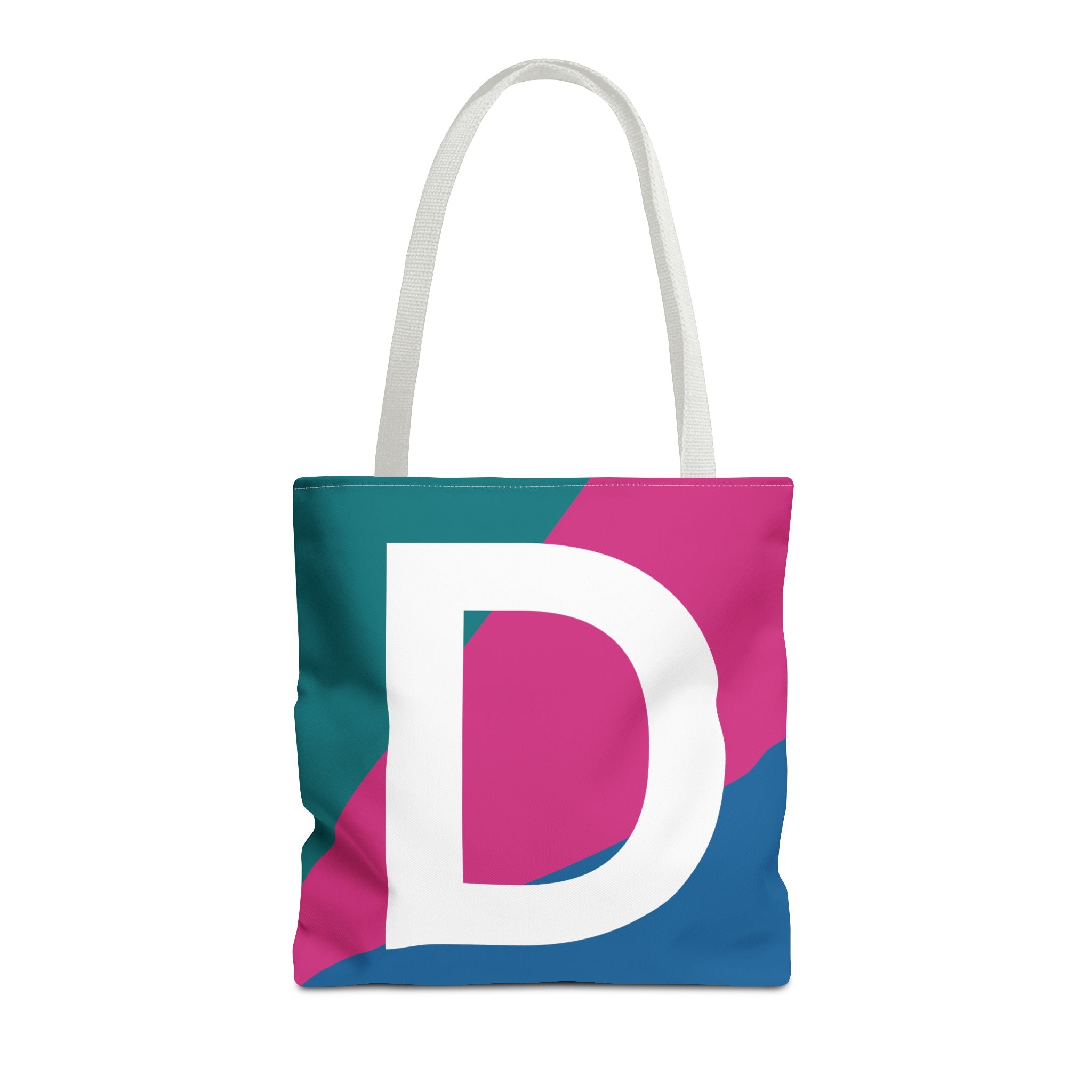 Monogram 'D' Colorblock Tote Bag — Personalized Initial D Shoulder Tote