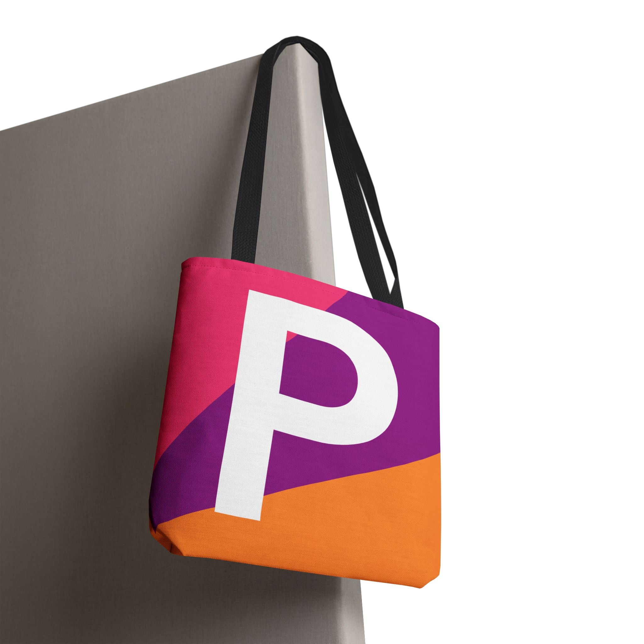 Monogram 'P' Colorblock Tote Bag — Personalized Initial P Shoulder Tote
