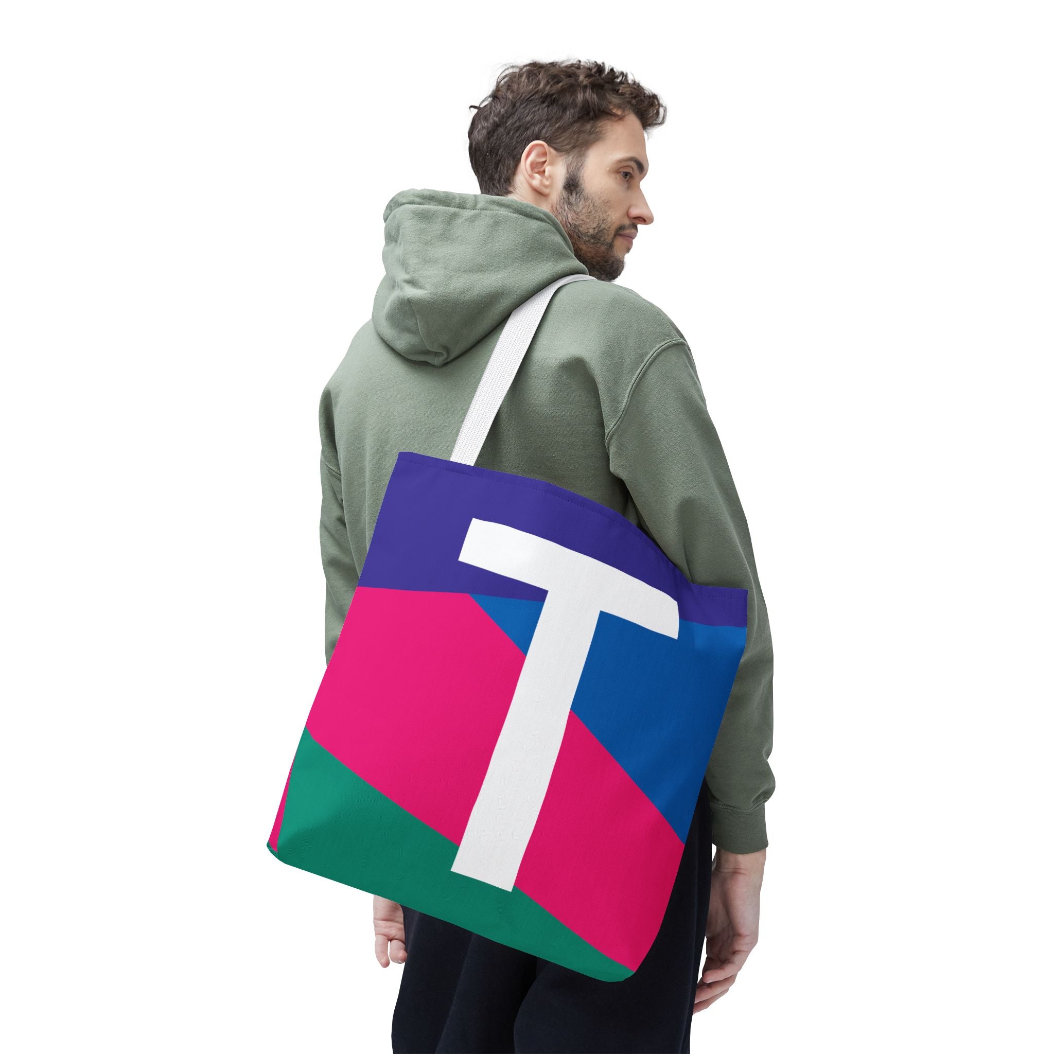 Monogram 'T' Colorblock Tote Bag — Personalized Initial T Shoulder Tote