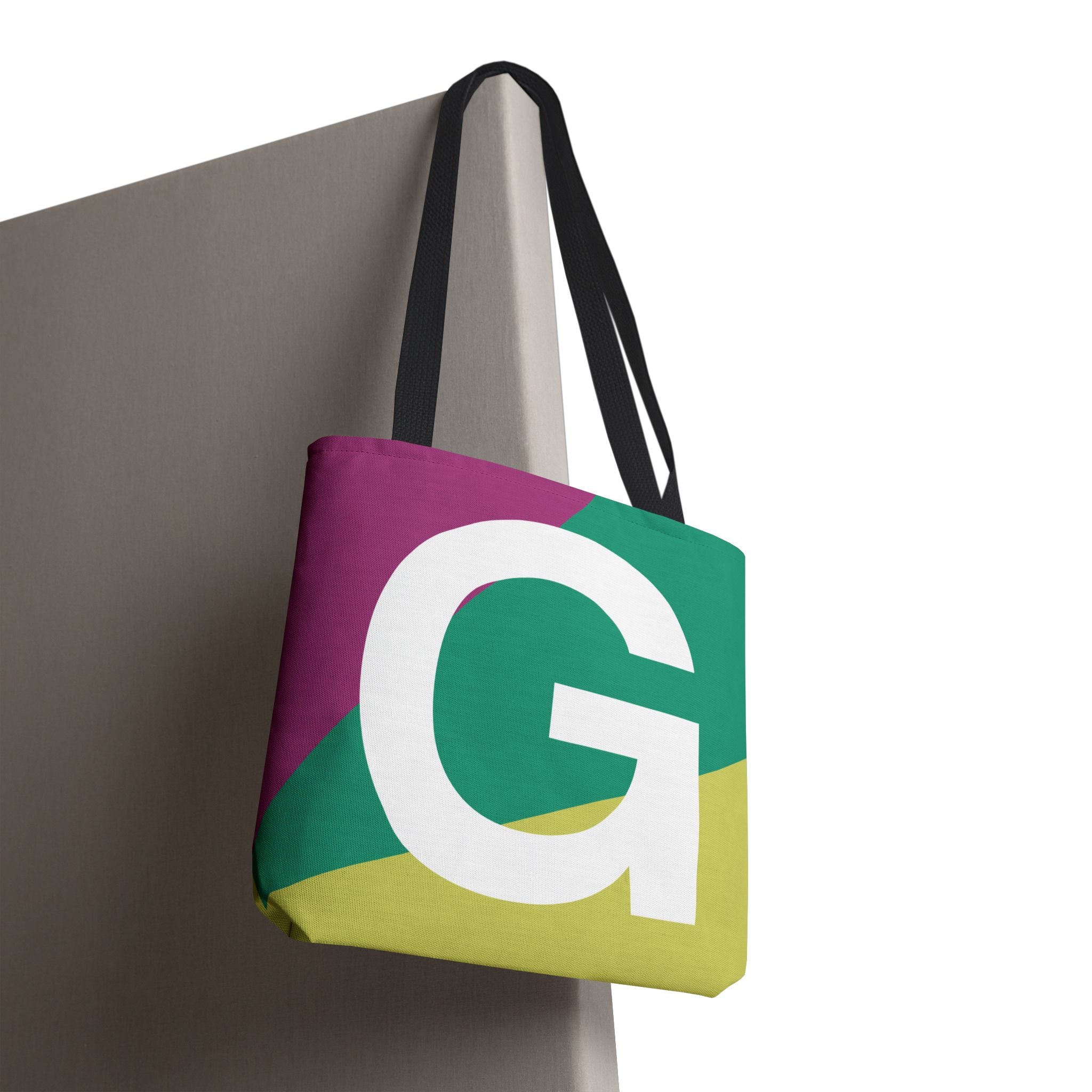 Monogram 'G' Colorblock Tote Bag — Personalized Initial G Shoulder Tote