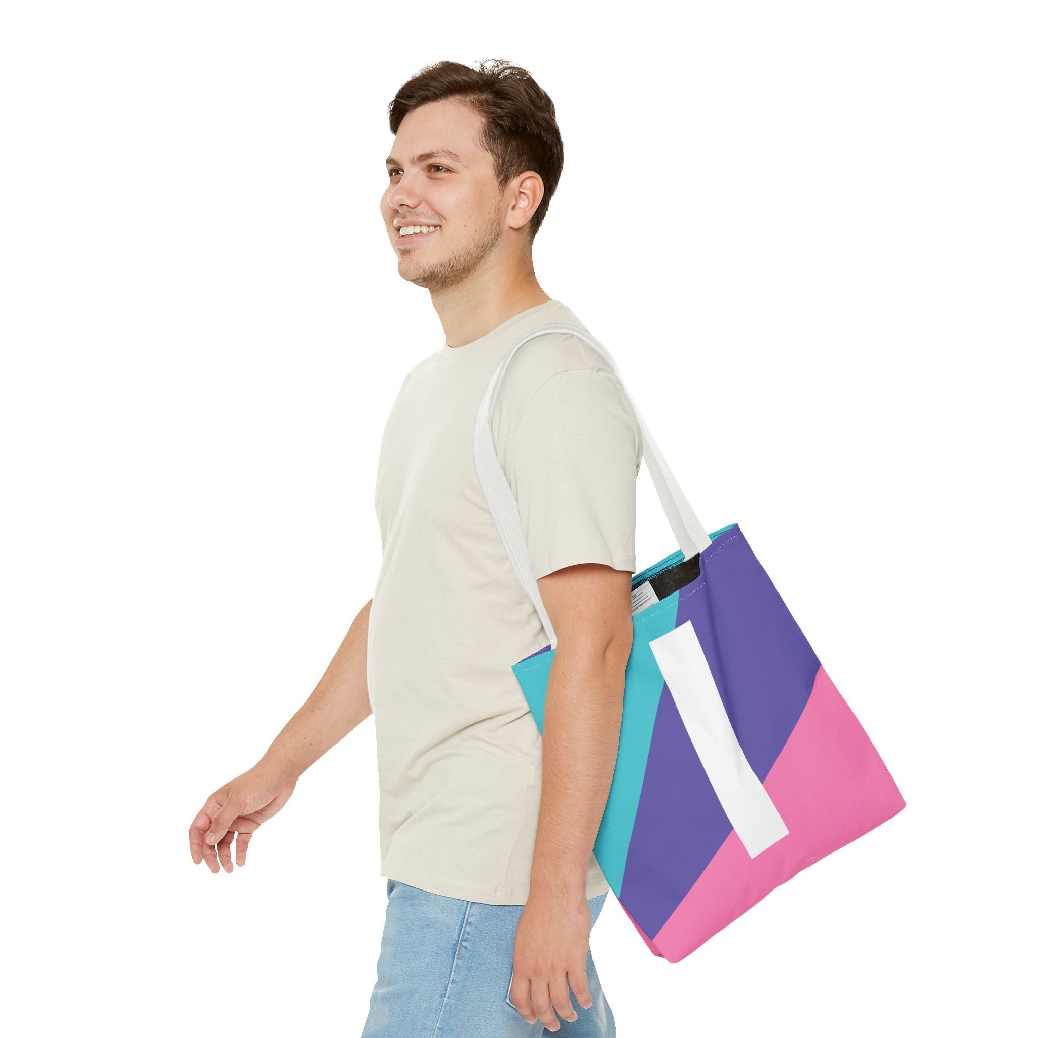 Monogram 'I' Colorblock Tote Bag — Personalized Initial I Shoulder Tote