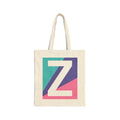Initial Z Colorblock Canvas Tote Bag — Monogram Letter Z Reusable Grocery Tote