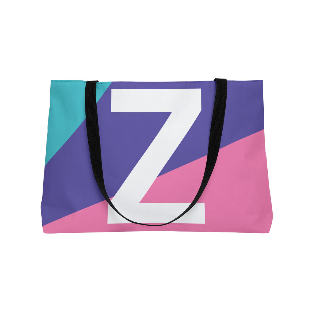 Personalized 'Z' Colorblock Tote Bag — Monogram Weekender Tote
