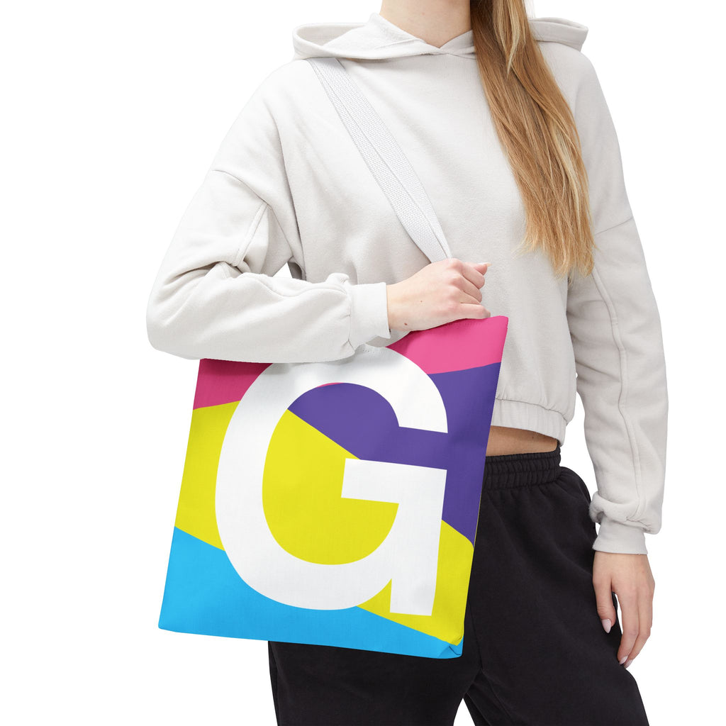 Monogram 'G' Colorblock Tote Bag — Personalized Initial G Shoulder Tote