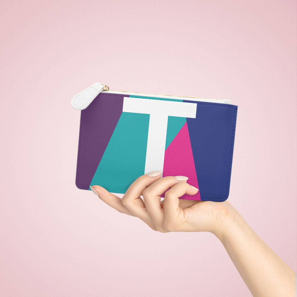 Initial T Mini Clutch — Colorblock Monogram Wristlet Wallet