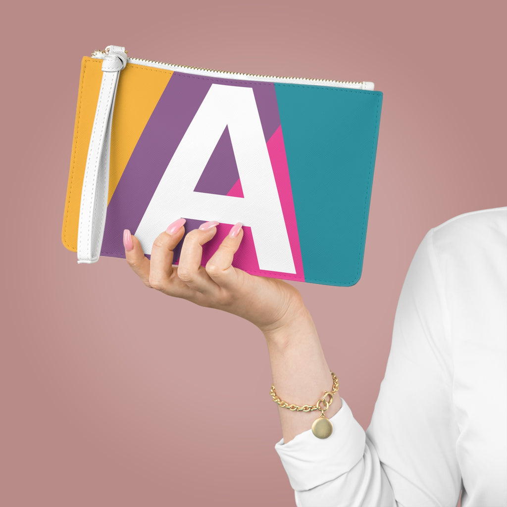 Monogram 'A' Colorblock Clutch Bag — Bold Geometric Wristlet for Everyday & Gifts