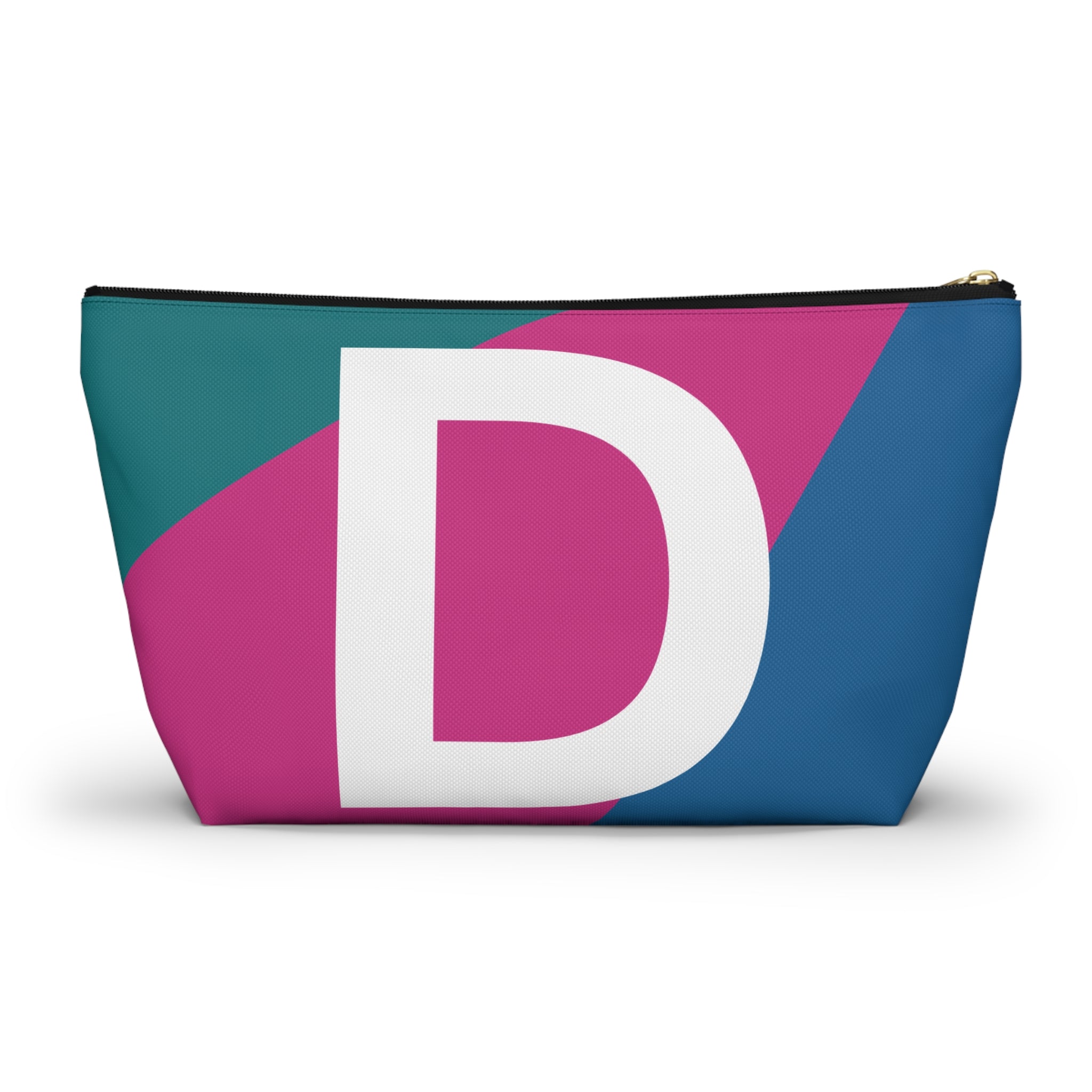 Initials Colorblock Accessory Pouch — Monogram D T-Bottom Cosmetic Bag