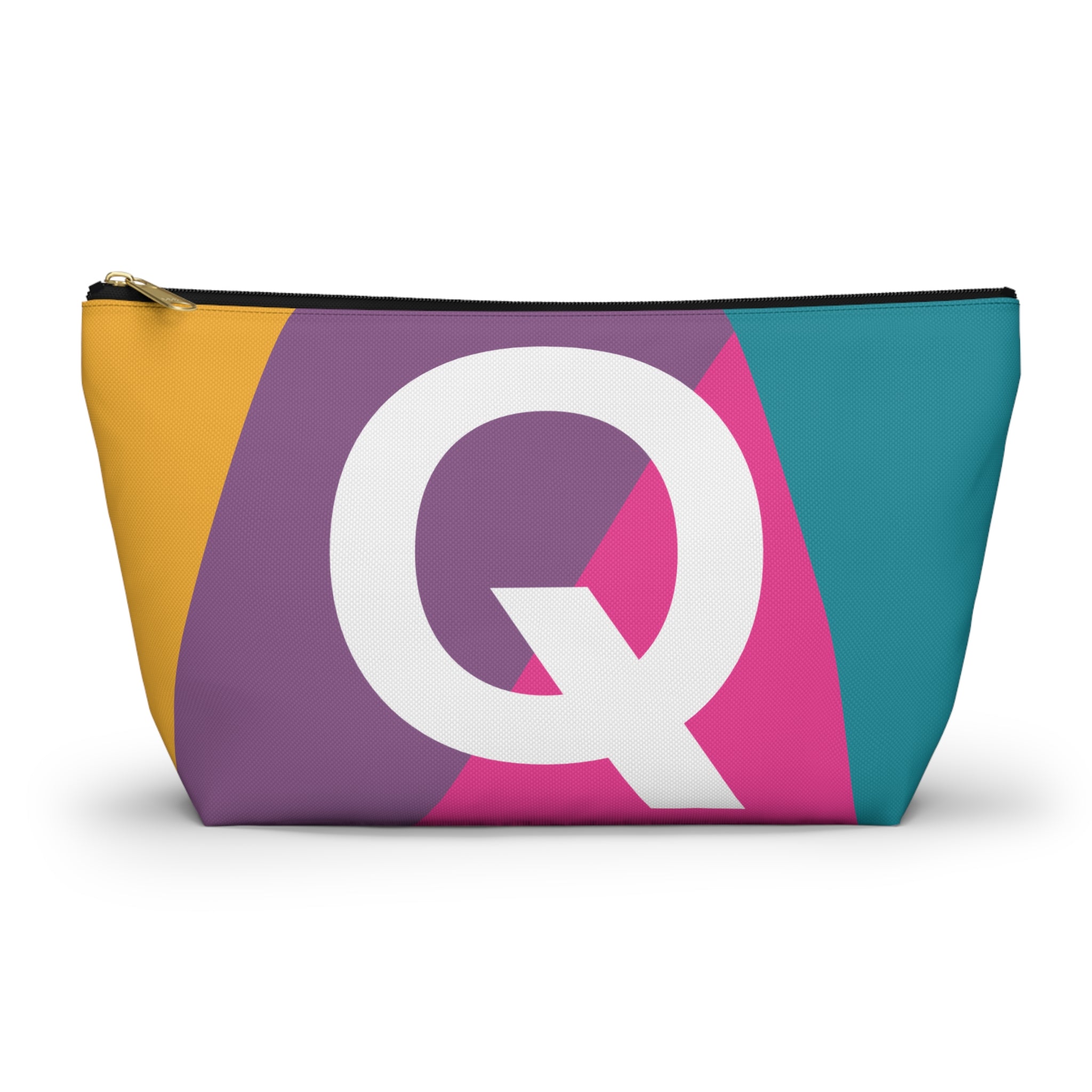Initials Colorblock Accessory Pouch — Monogram Q T-Bottom Cosmetic Bag