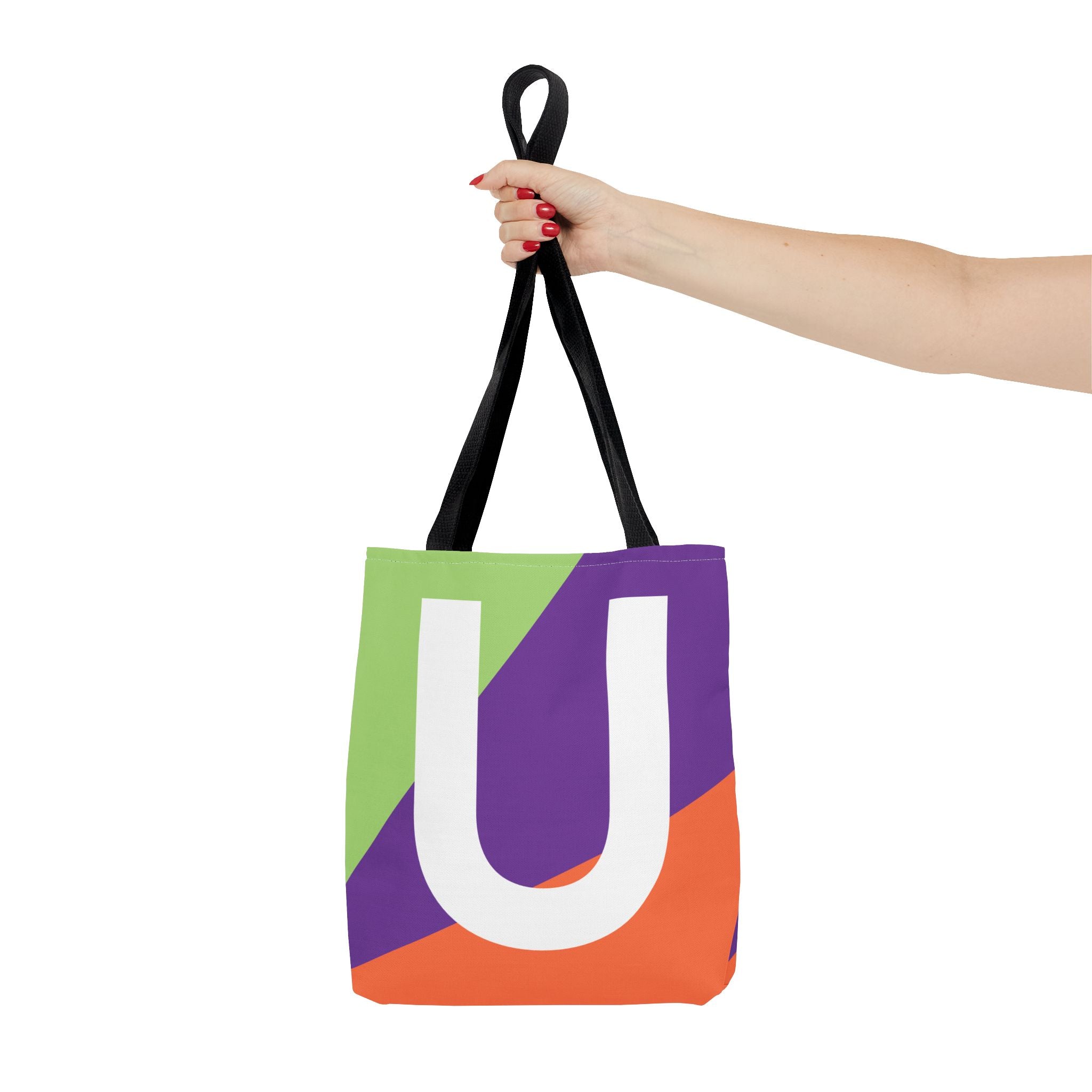 Monogram 'U' Colorblock Tote Bag — Personalized Initial U Shoulder Tote