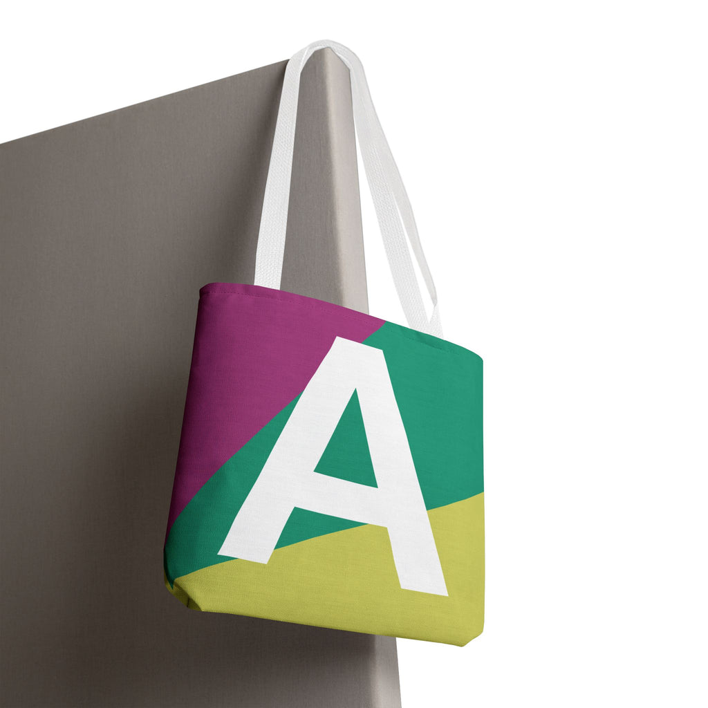 Monogram 'A' Colorblock Tote Bag — Personalized Initial A Shoulder Tote
