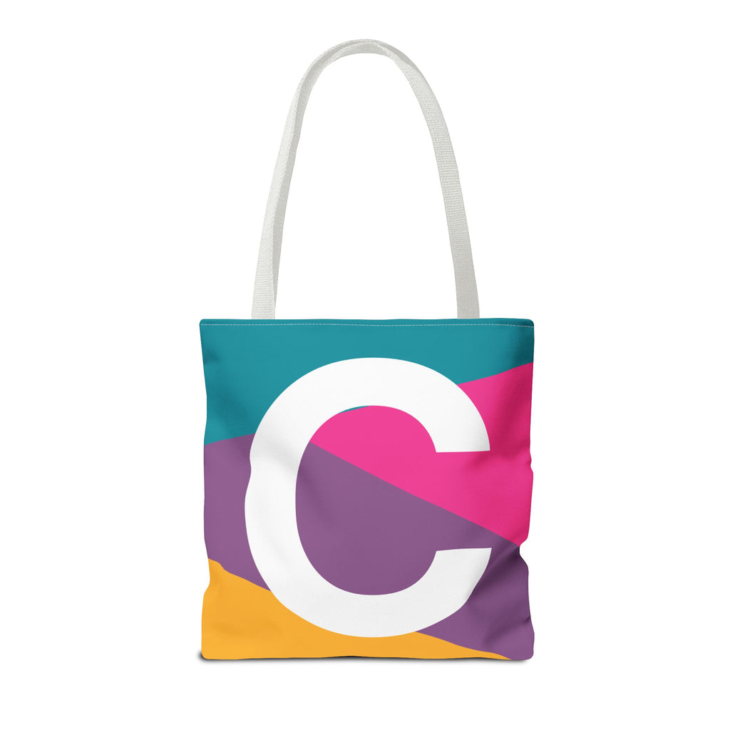 Monogram 'C' Colorblock Tote Bag — Personalized Initial C Shoulder Tote