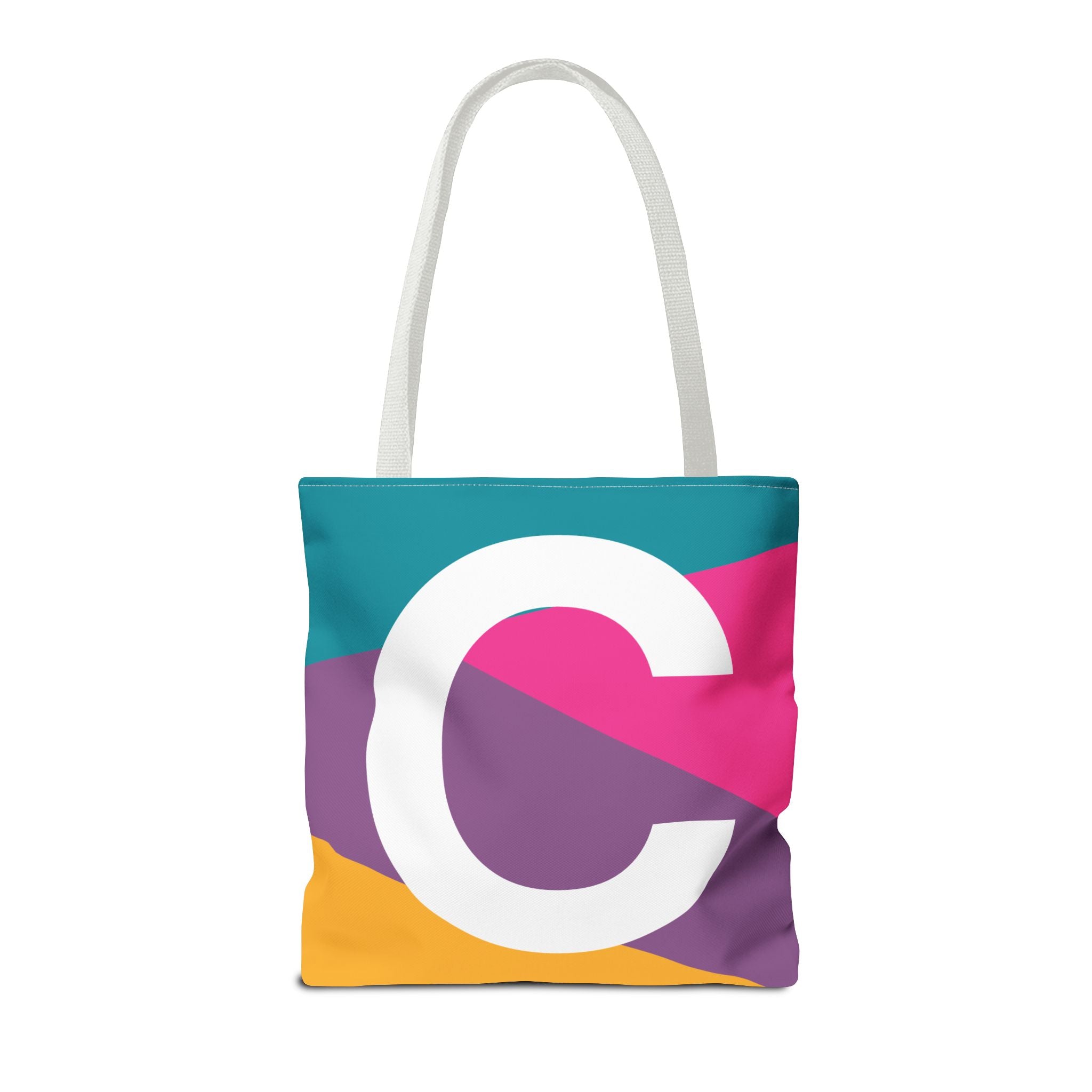 Monogram 'C' Colorblock Tote Bag — Personalized Initial C Shoulder Tote