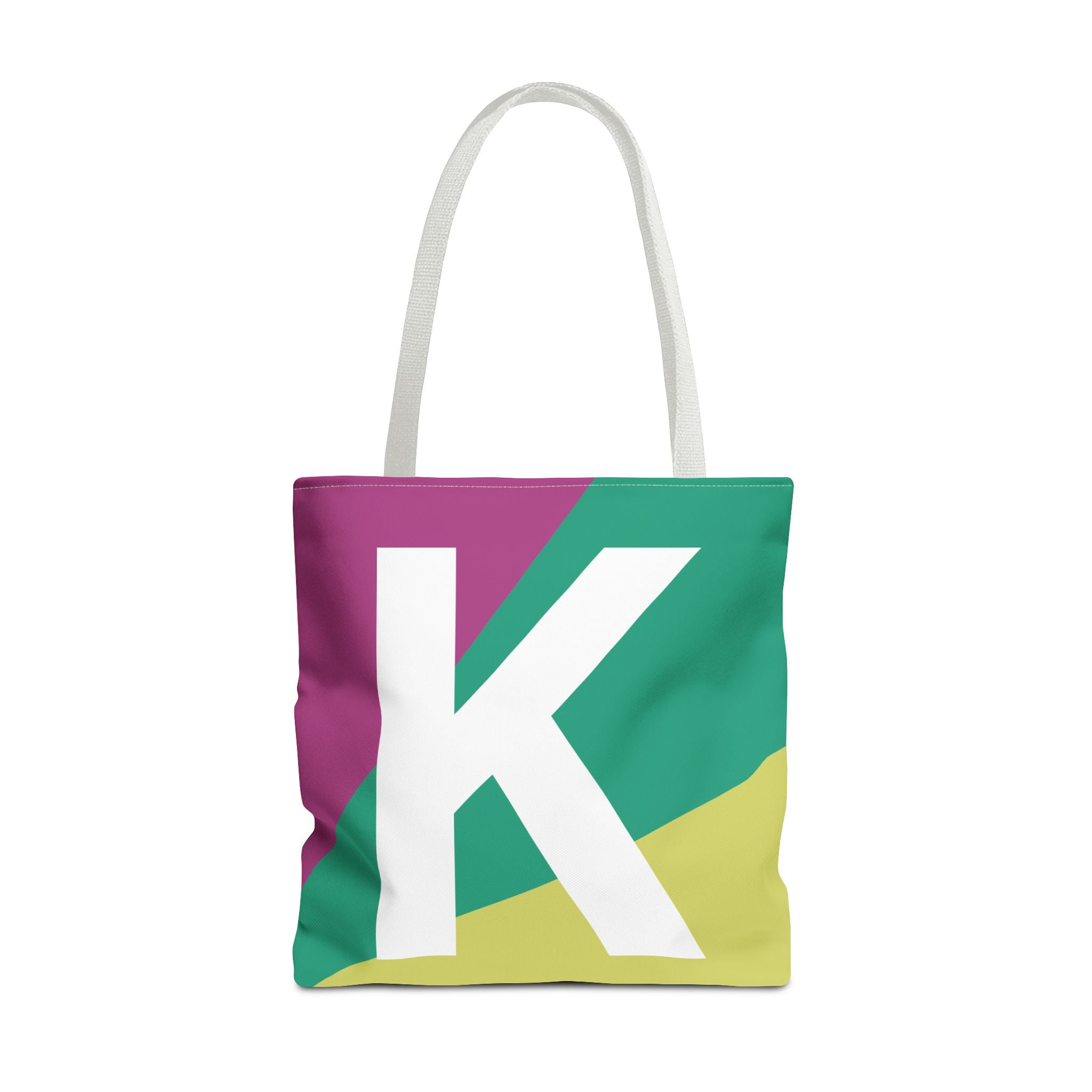 Monogram 'K' Colorblock Tote Bag — Personalized Initial K Shoulder Tote
