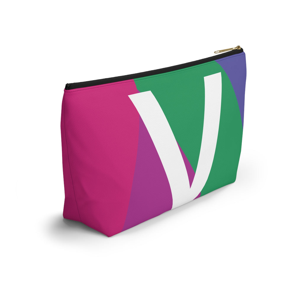 Initials Colorblock Accessory Pouch — Monogram V T-Bottom Cosmetic Bag